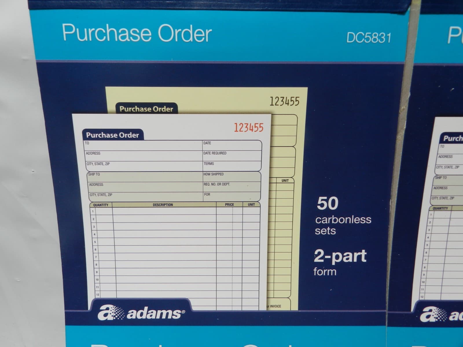2 Adams Purchase Order Book, 2-Part Carbonless, 8.38" x 10.69" DC5831 (M48K) - Thumbnail 3