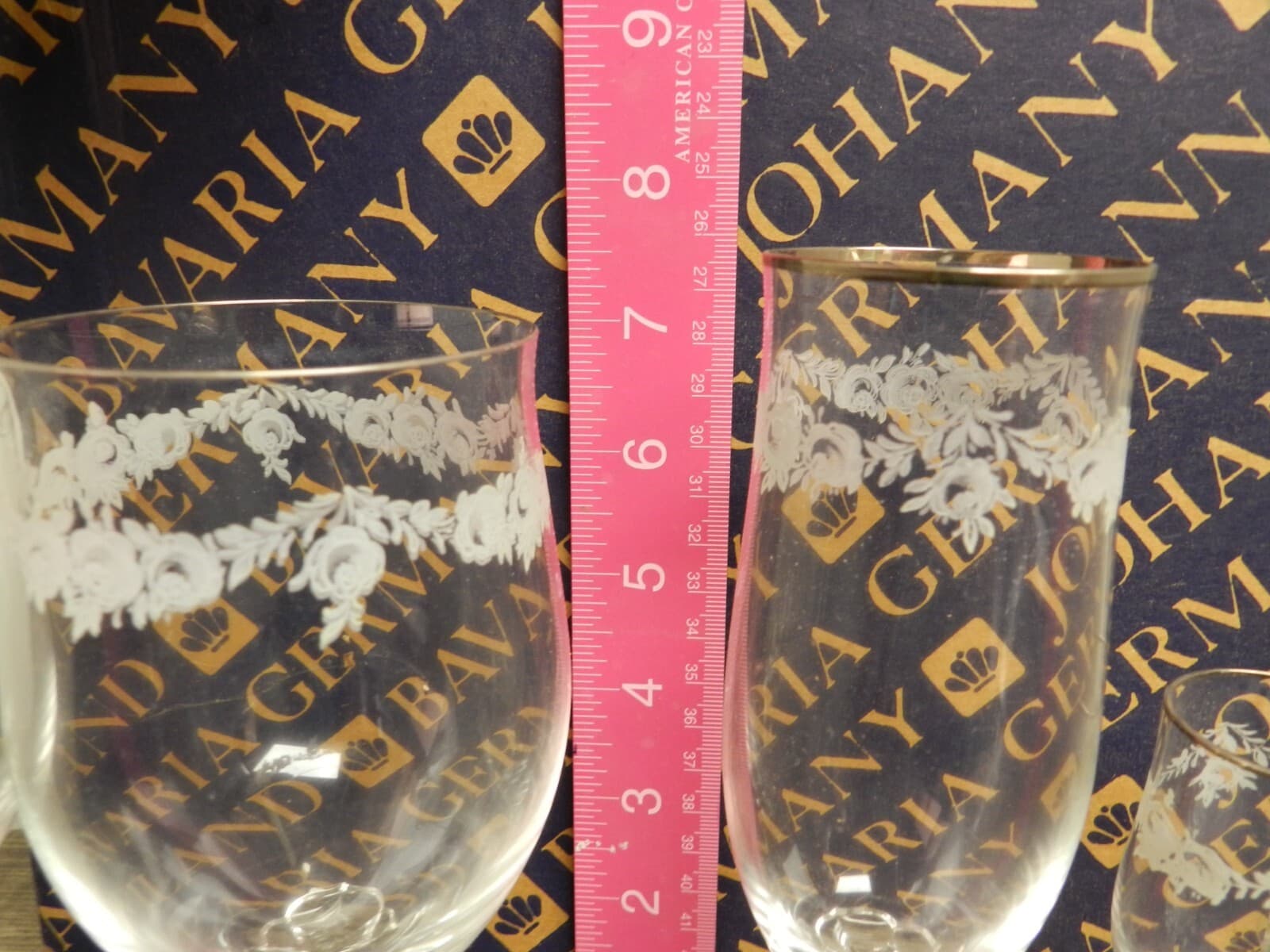 Johann Haviland Fine Crystal Stemware 4 Pc Sets Sweetheart Rose Pattern C61J - Thumbnail 4