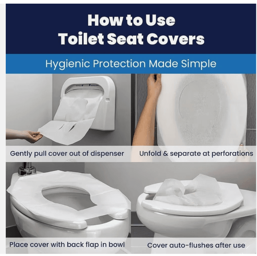 Hospeco Flushable Toilet Seat Covers - 1000 Pcs, 4 Packs of 250 -Disposable M43K - Thumbnail 2