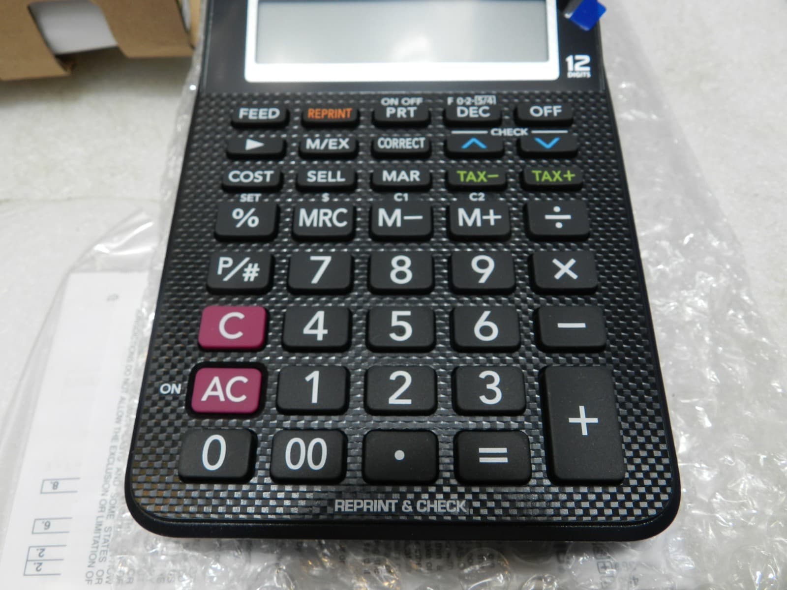 Casio HR-10RC Portable Printing Calculator 12 Digit Black AC Adapter Paper (M46K - Thumbnail 9