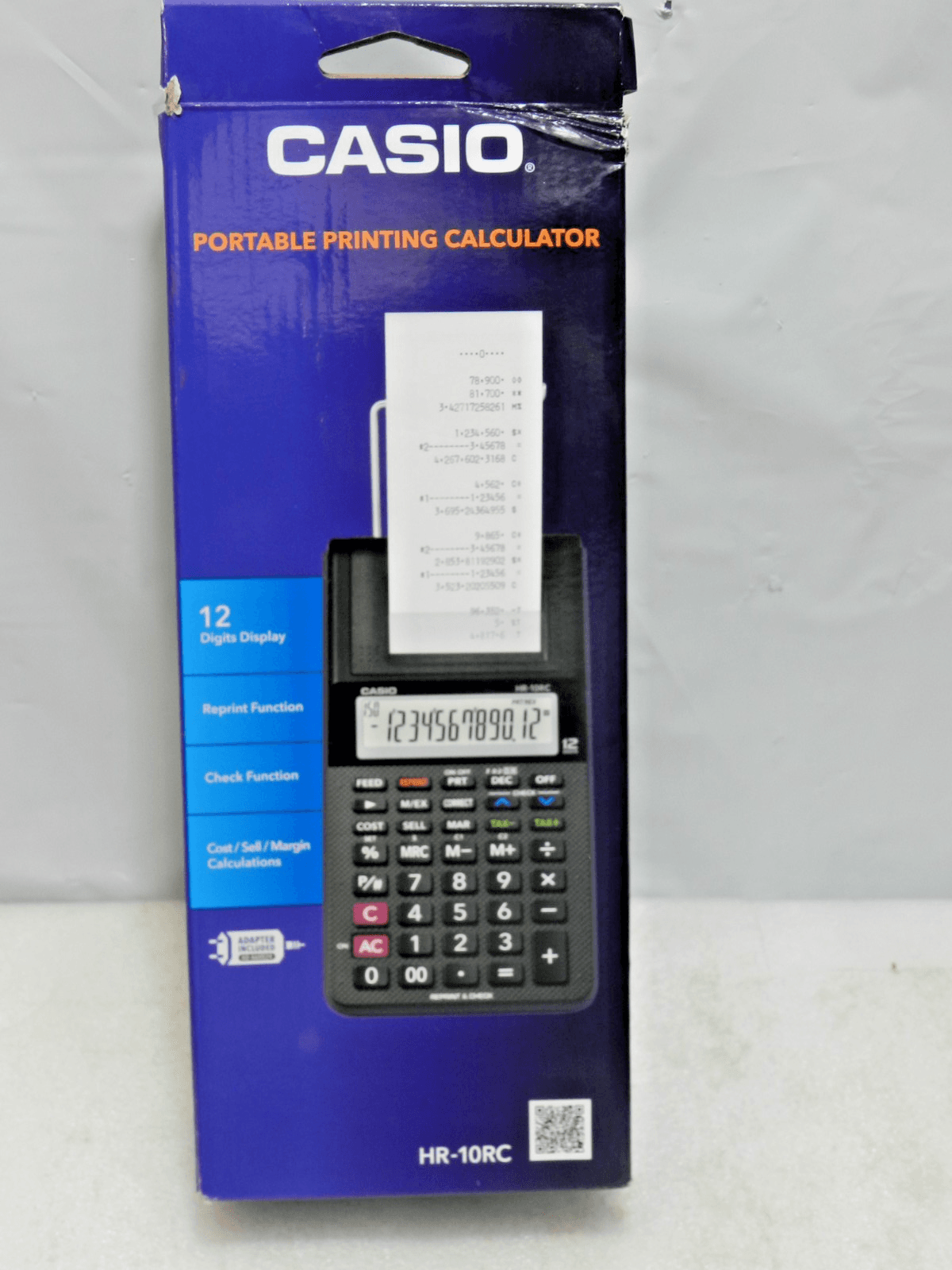 Casio HR-10RC Portable Printing Calculator 12 Digit Black AC Adapter Paper (M46K - Thumbnail 4