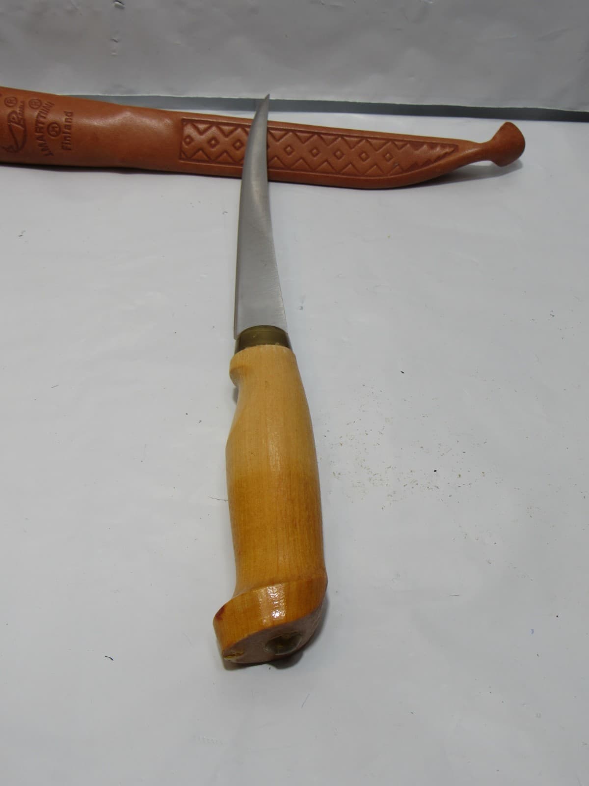 Vintage J Marttiini Made In Finland 6" Blade Filet Knife Leather Sheath (T66JJ - Thumbnail 4