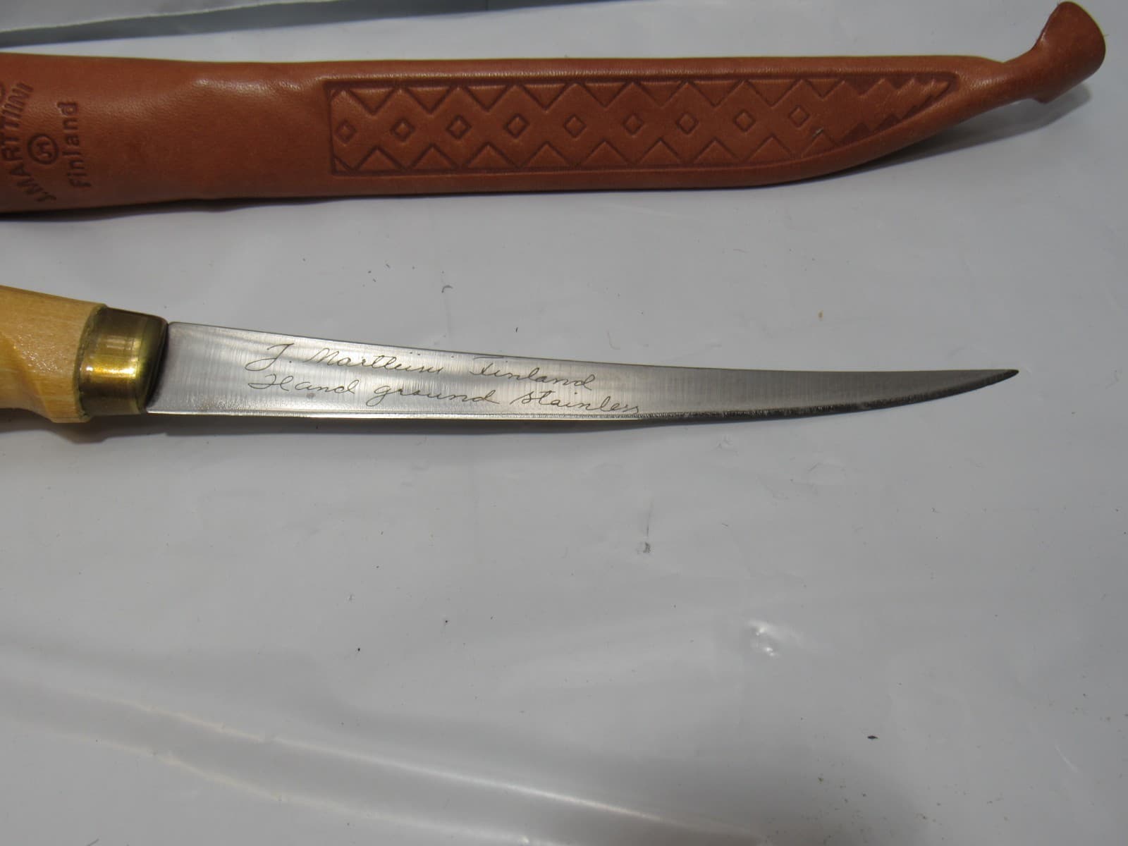 Vintage J Marttiini Made In Finland 6" Blade Filet Knife Leather Sheath (T66JJ - Thumbnail 5
