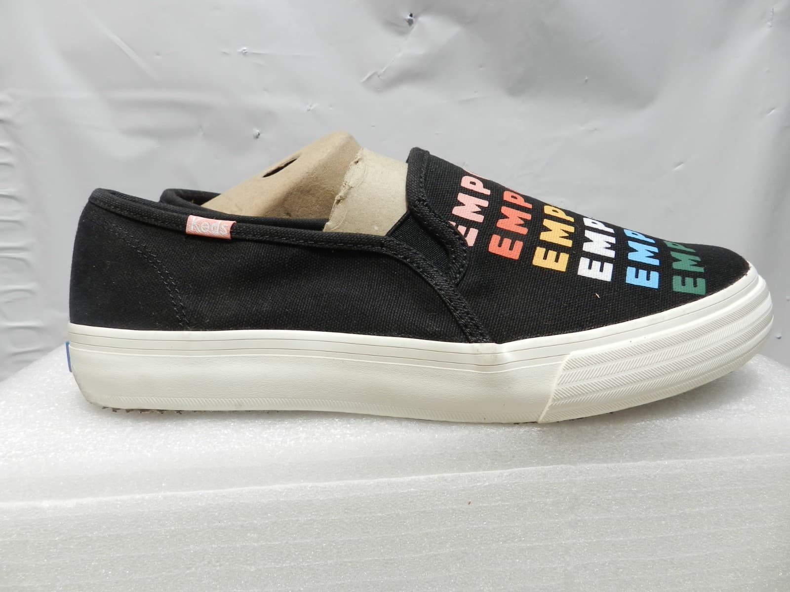Keds Double Decker Empower Womens SZ 7.5 Wide Shoes Black Canvas Slip Ons (M51M) - Thumbnail 3