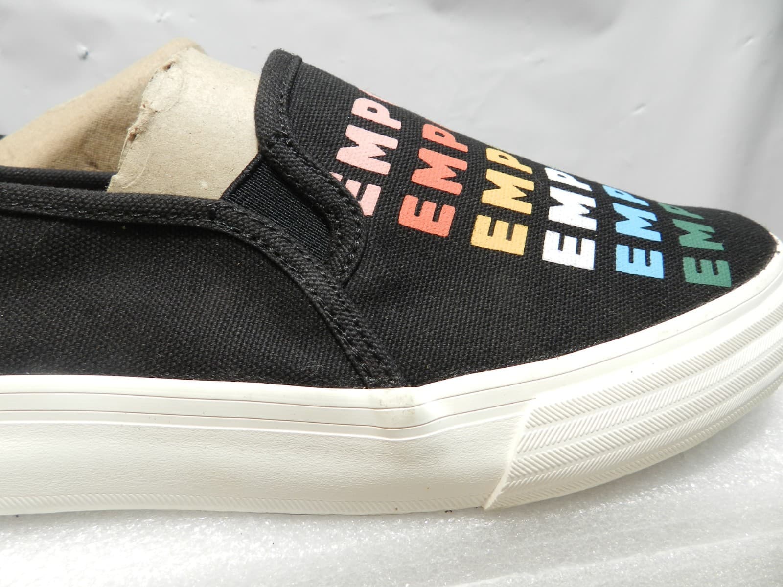 Keds Double Decker Empower Womens SZ 7.5 Wide Shoes Black Canvas Slip Ons (M51M) - Thumbnail 4
