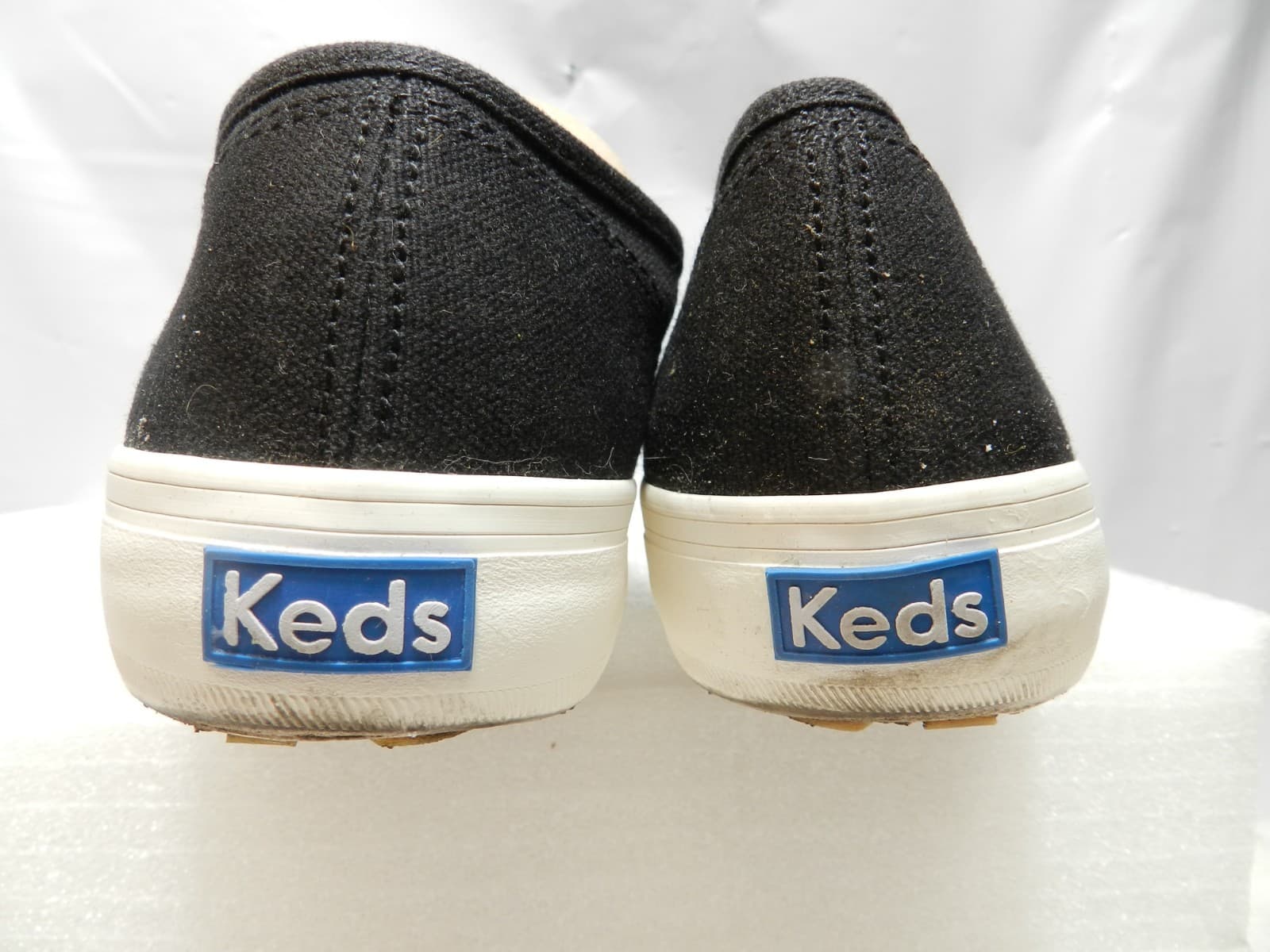 Keds Double Decker Empower Womens SZ 7.5 Wide Shoes Black Canvas Slip Ons (M51M) - Thumbnail 5