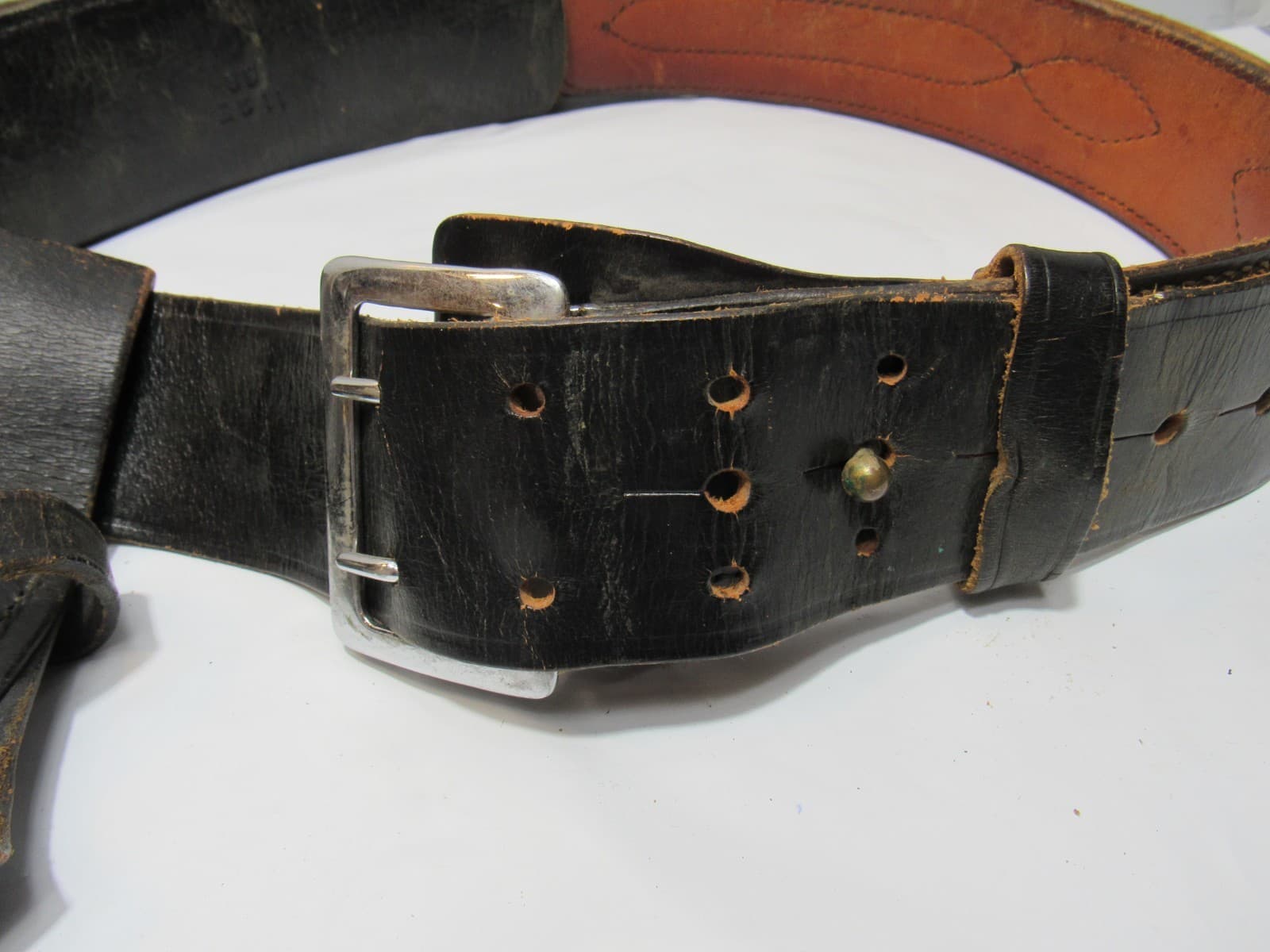 Vtg Brauer Bros6 T19 Pistol Holster/Service Mfg Belt Black Leather Western T59JJ - Thumbnail 3