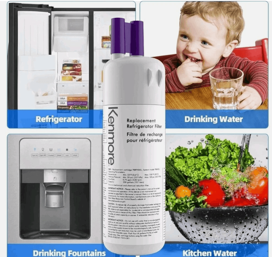 2 Pk Kenmore 9081 469081 46-9930 Replacement Refrigerator Ice Water Filter M54K - Thumbnail 6
