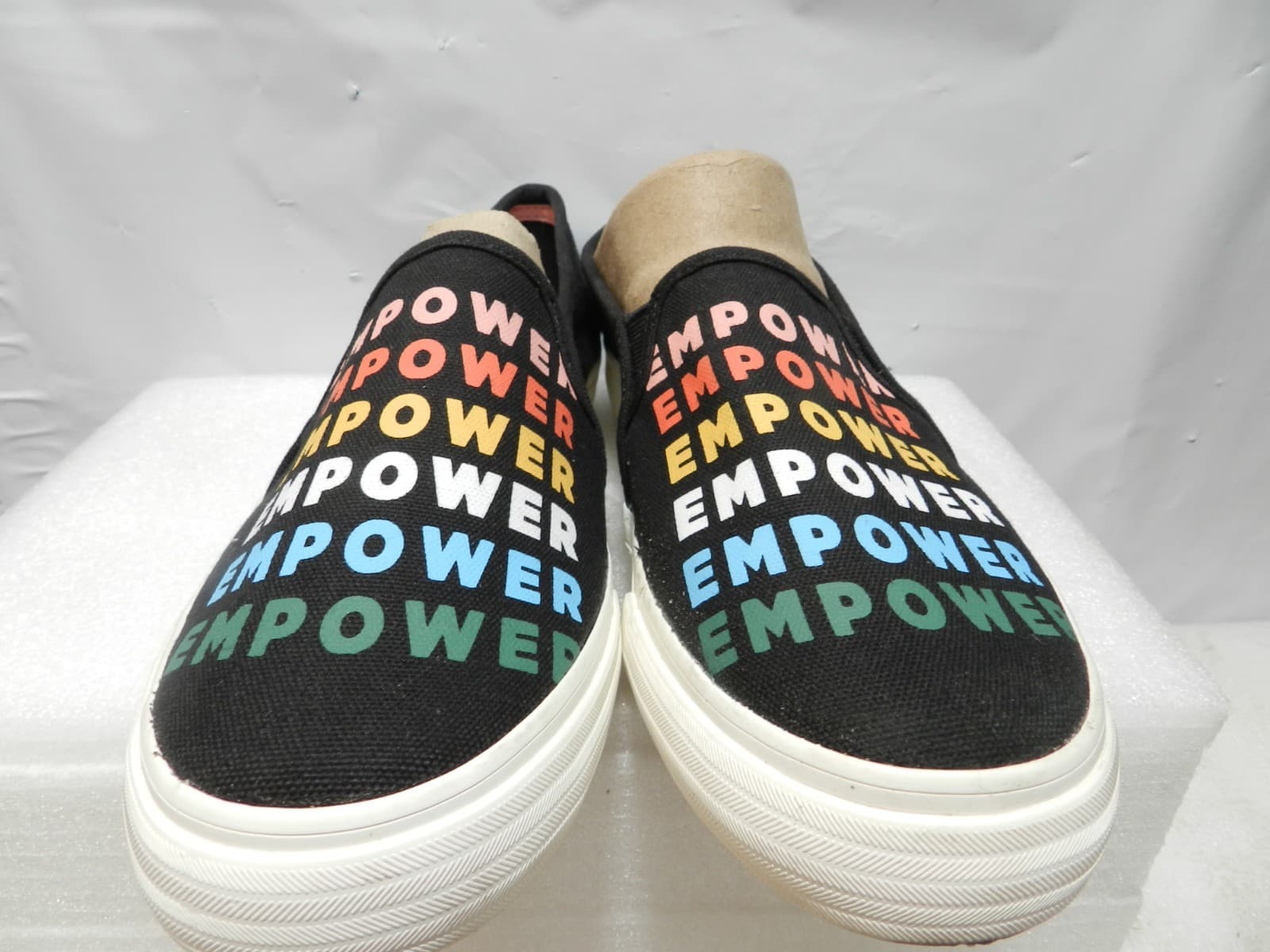 Keds Double Decker Empower Womens SZ 7.5 Wide Shoes Black Canvas Slip Ons (M51M) - Thumbnail 2