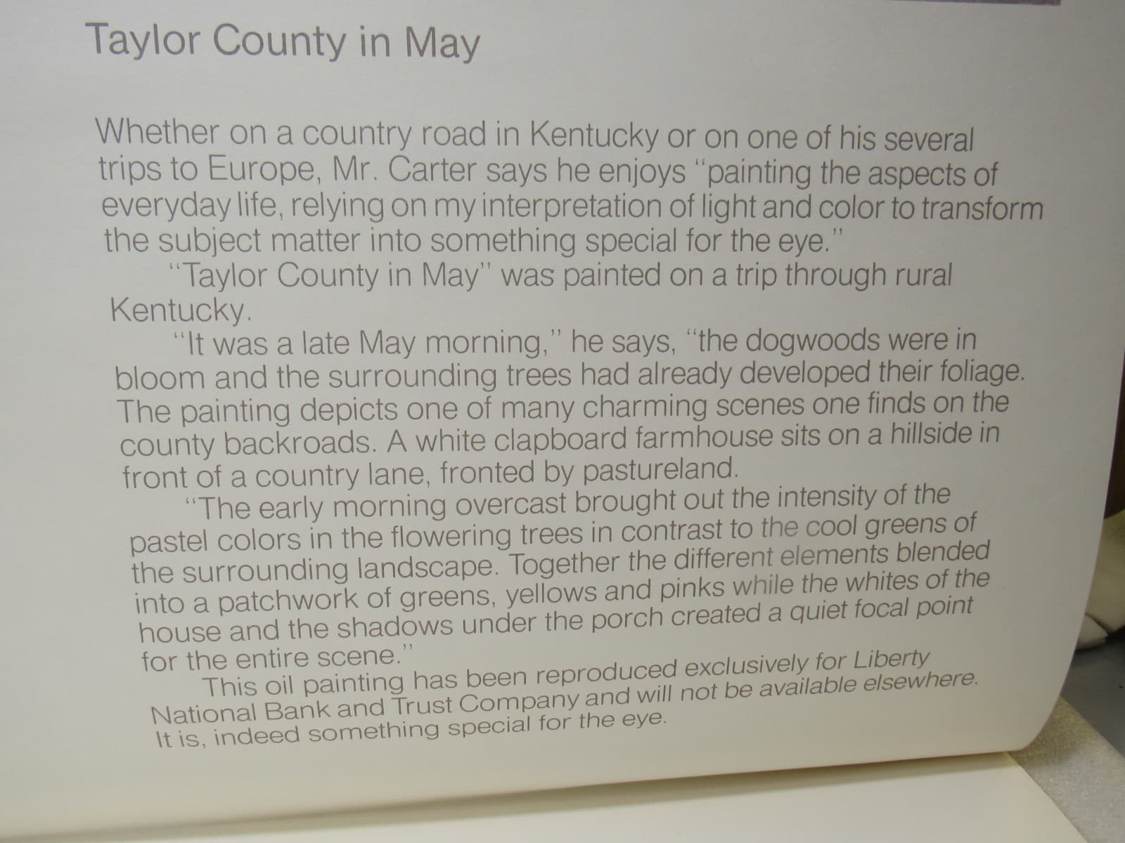 VTG Signed John Michael Carter Picture Art Print Taylor County May Kentucky Y7J - Thumbnail 11