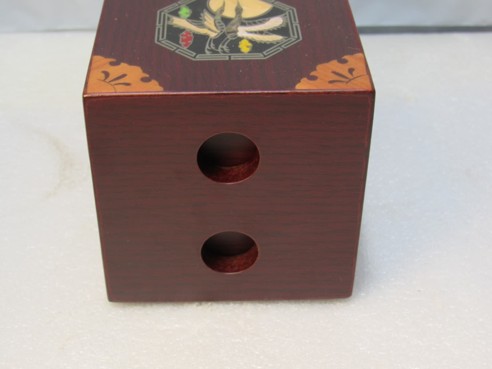 Vtg Asian Traditional Korean Mother of Pearl Inlay Lacquer Wood Jewelry Box W33J - Thumbnail 4