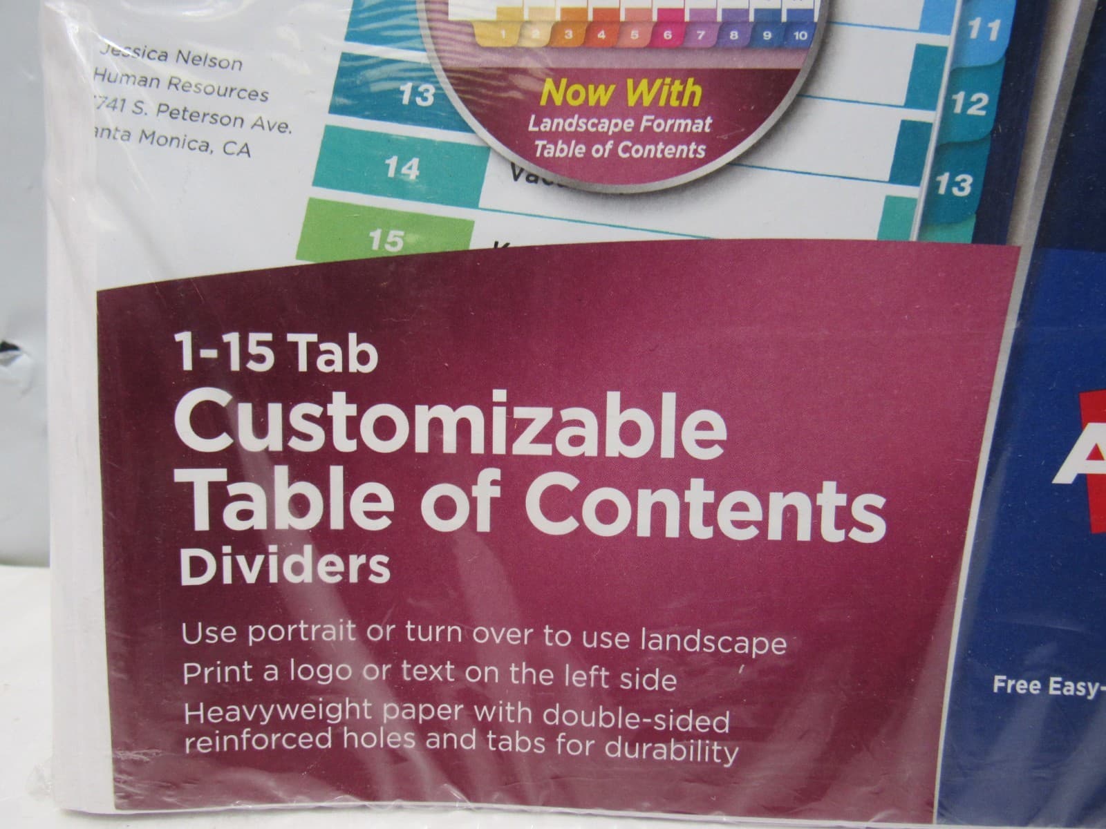 Avery 11197 11" x 8.5" 15-Tab 1-15 TOC Dividers Multi Tabs/White (6/PK) (S25K) - Thumbnail 4