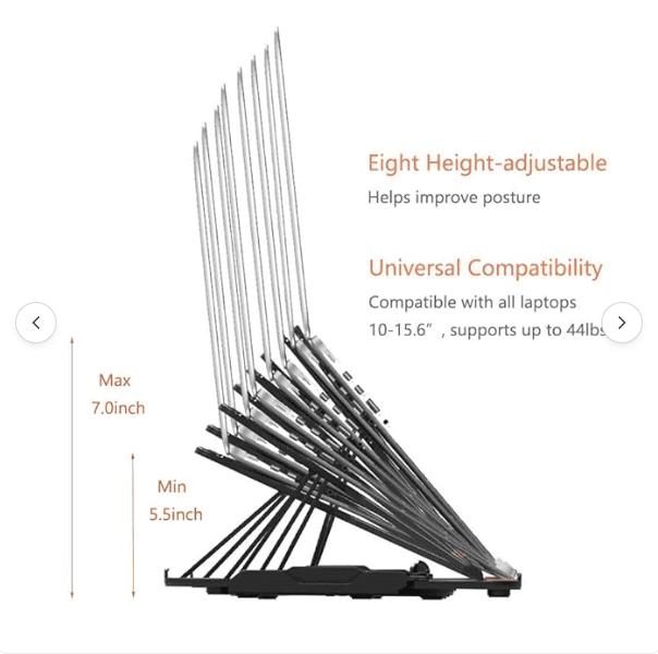 Ice Coorel Lightweight Laptop Adjustable Rotating Stand Black/Orange B79M - Thumbnail 9