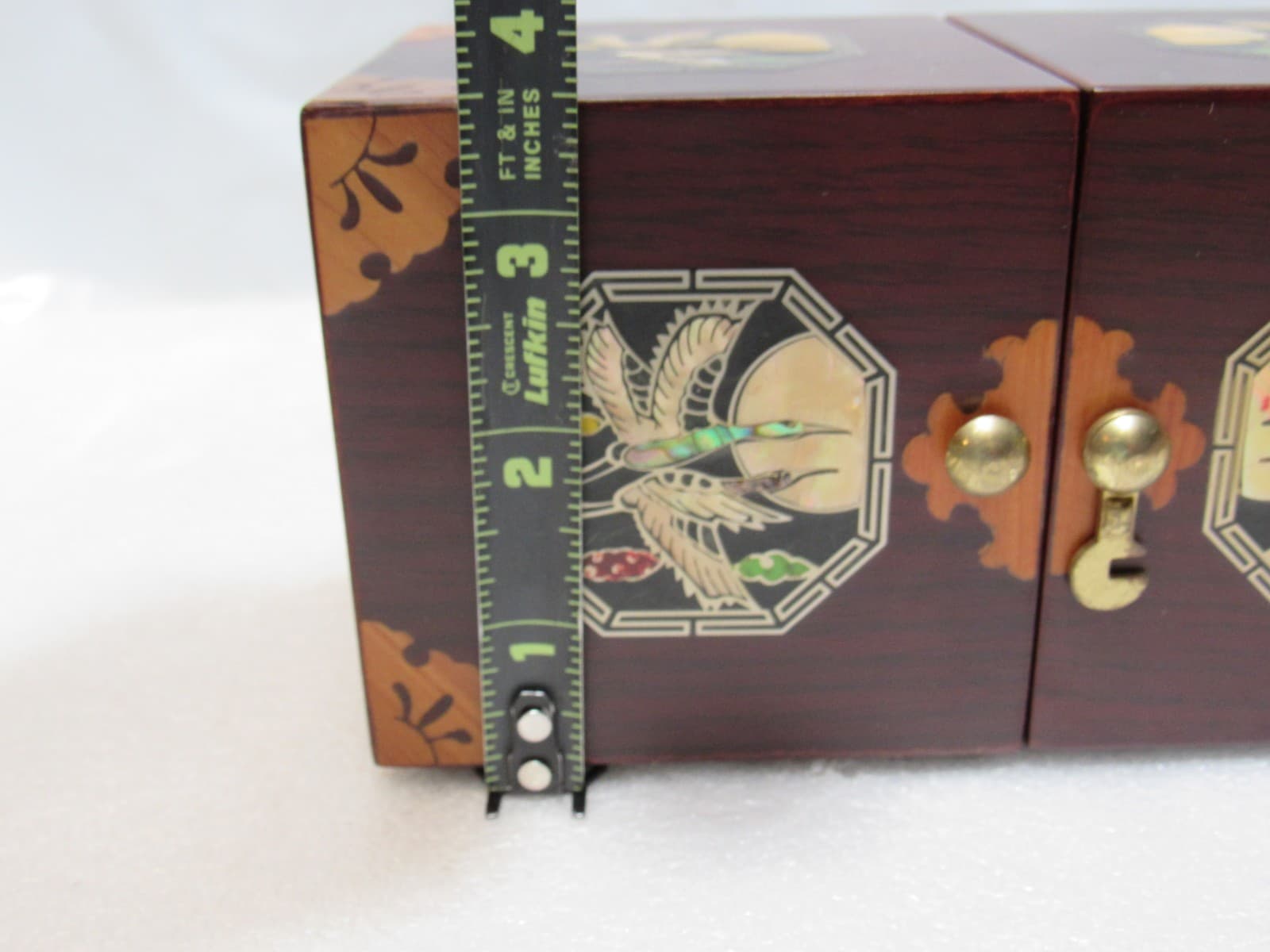Vtg Asian Traditional Korean Mother of Pearl Inlay Lacquer Wood Jewelry Box W33J - Thumbnail 10
