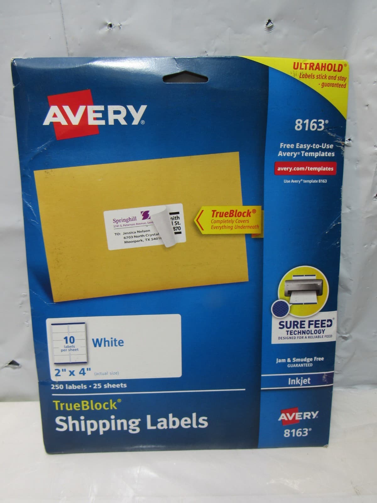 Avery Shipping Labels TrueBlock Technology Inkjet 2 x 4 White 250/Pack 8163 (S22 - Thumbnail 2