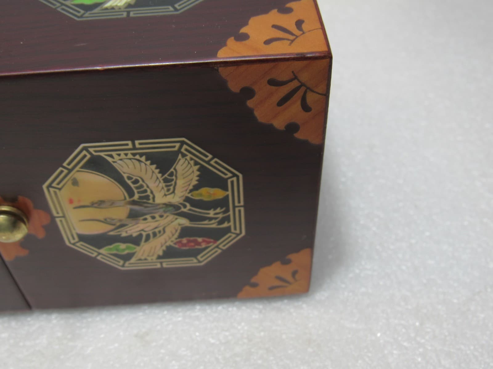 Vtg Asian Traditional Korean Mother of Pearl Inlay Lacquer Wood Jewelry Box W33J - Thumbnail 15