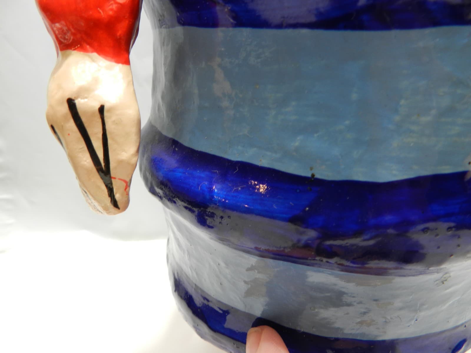 Paper Mache Circus/Rodeo Clown in Barrel Mexico Handmade 13.5" Z71S - Thumbnail 20