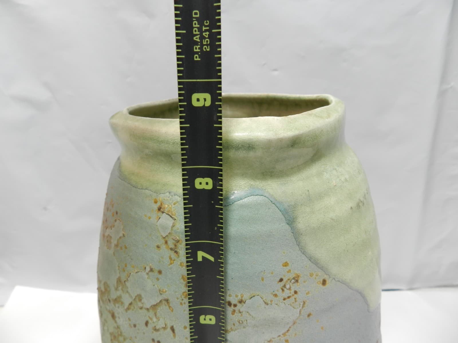 Vintage Tony Evans Vase Raku Ancient Sands Coll. 8.5” Signed Square Top Z72 - Thumbnail 8