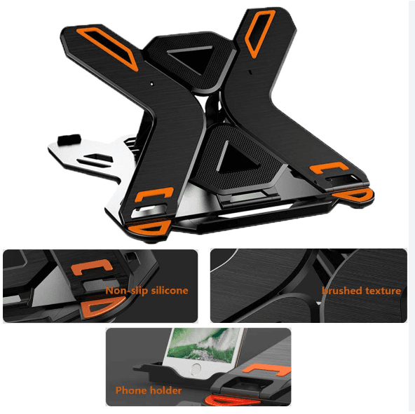 Ice Coorel Lightweight Laptop Adjustable Rotating Stand Black/Orange B79M - Thumbnail 12