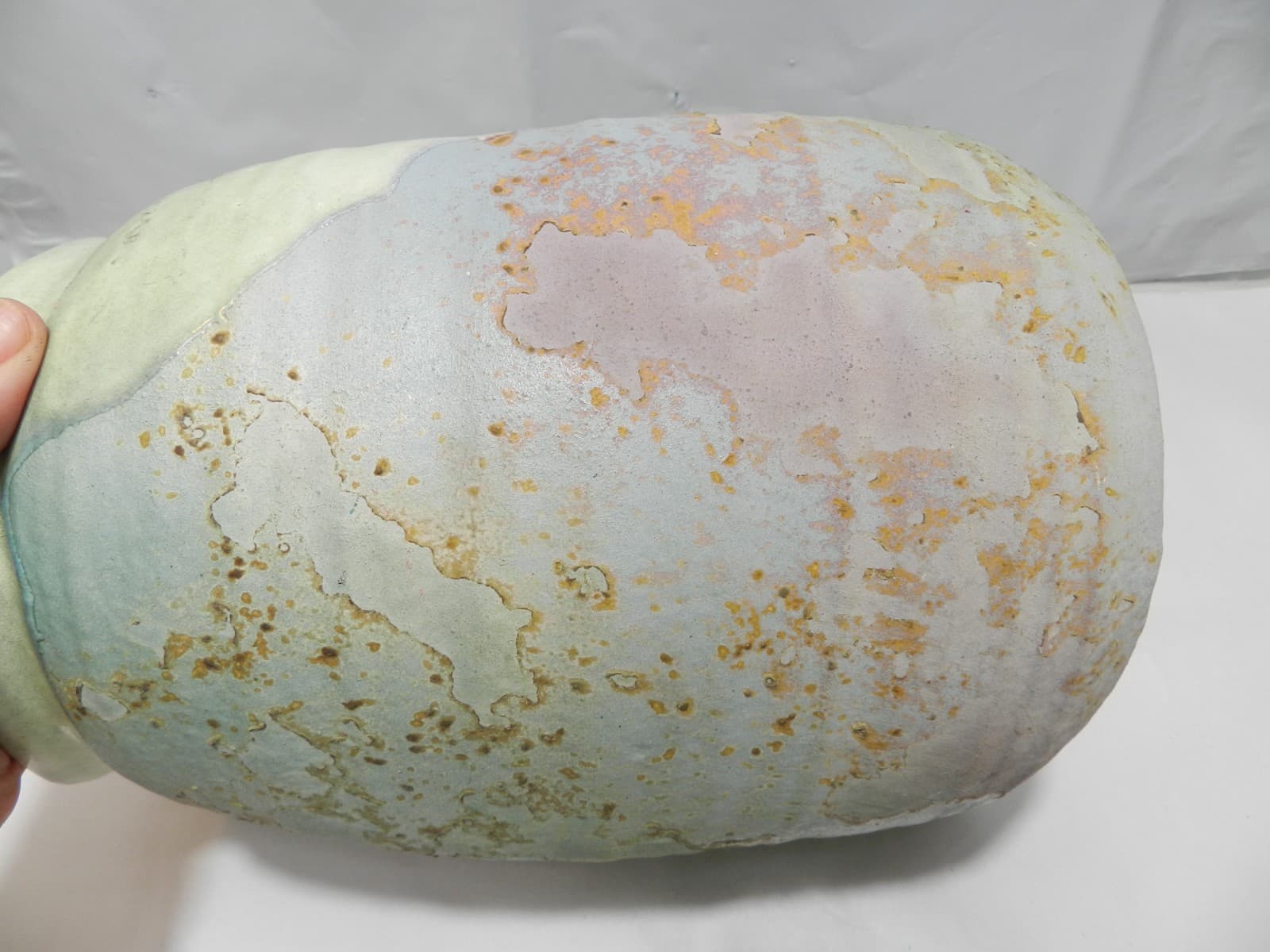 Vintage Tony Evans Vase Raku Ancient Sands Coll. 8.5” Signed Square Top Z72 - Thumbnail 7