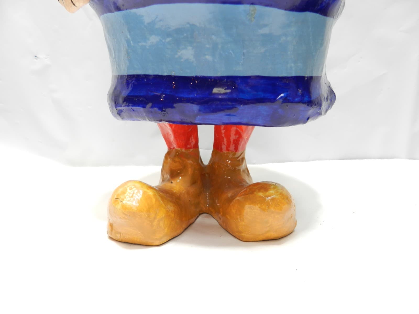 Paper Mache Circus/Rodeo Clown in Barrel Mexico Handmade 13.5" Z71S - Thumbnail 15
