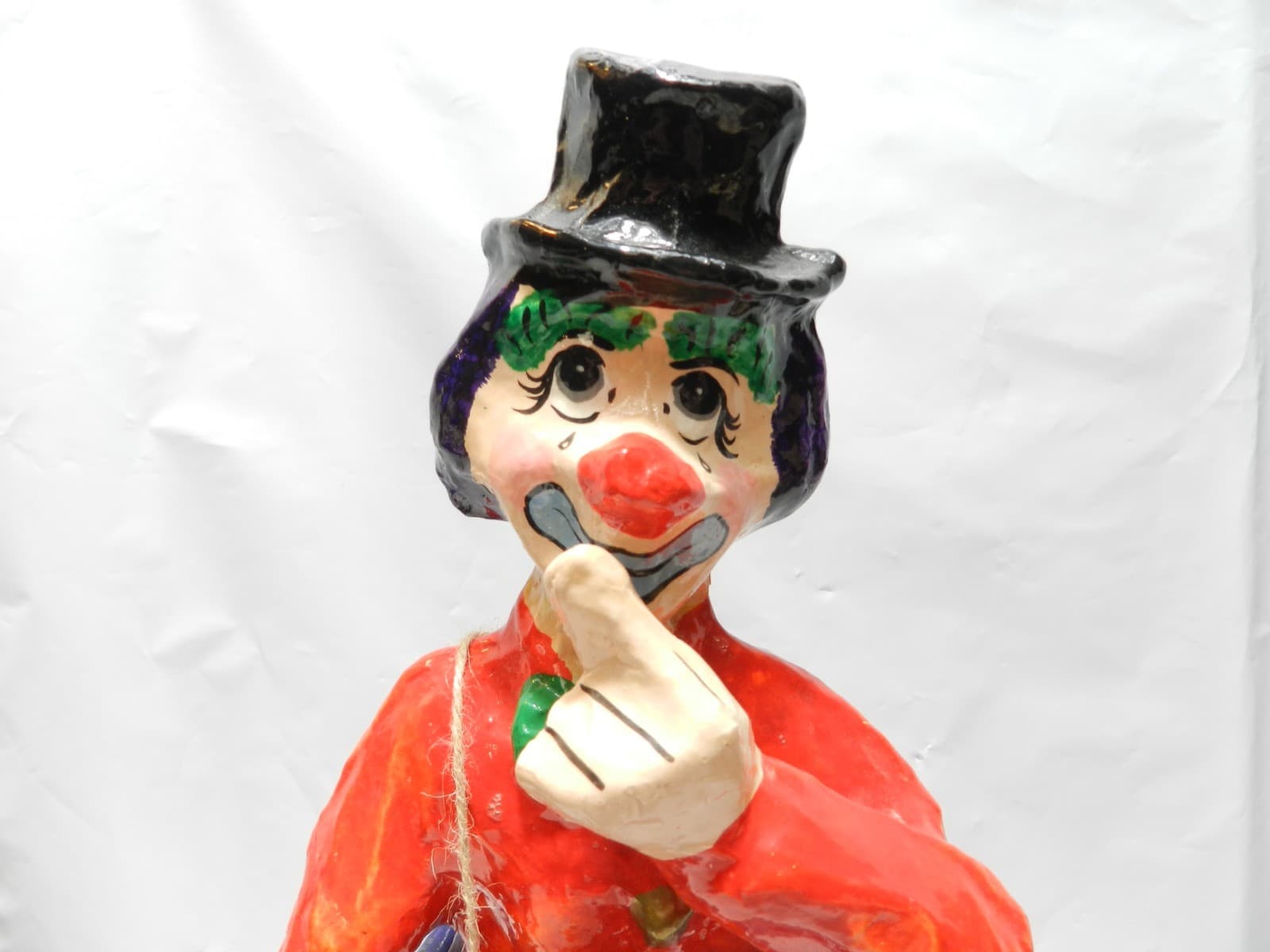 Paper Mache Circus/Rodeo Clown in Barrel Mexico Handmade 13.5" Z71S - Thumbnail 17