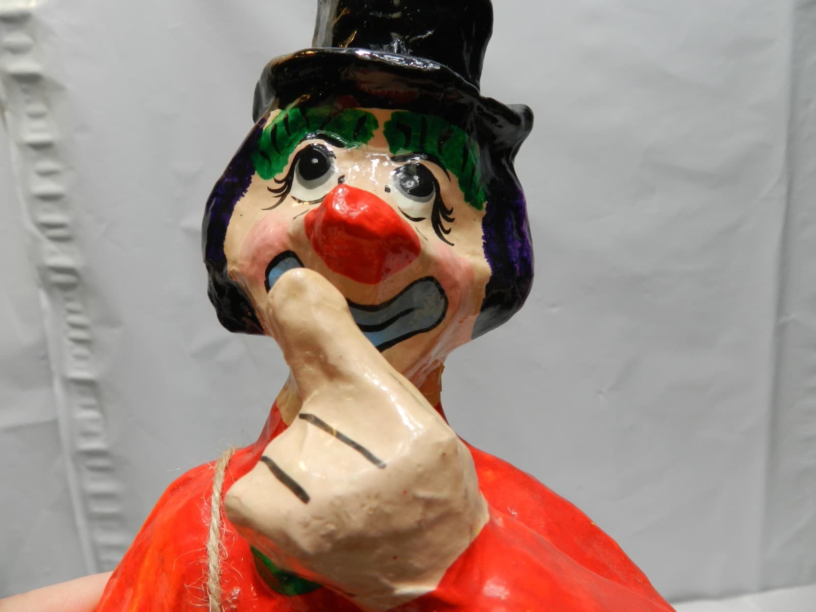 Paper Mache Circus/Rodeo Clown in Barrel Mexico Handmade 13.5" Z71S - Thumbnail 18