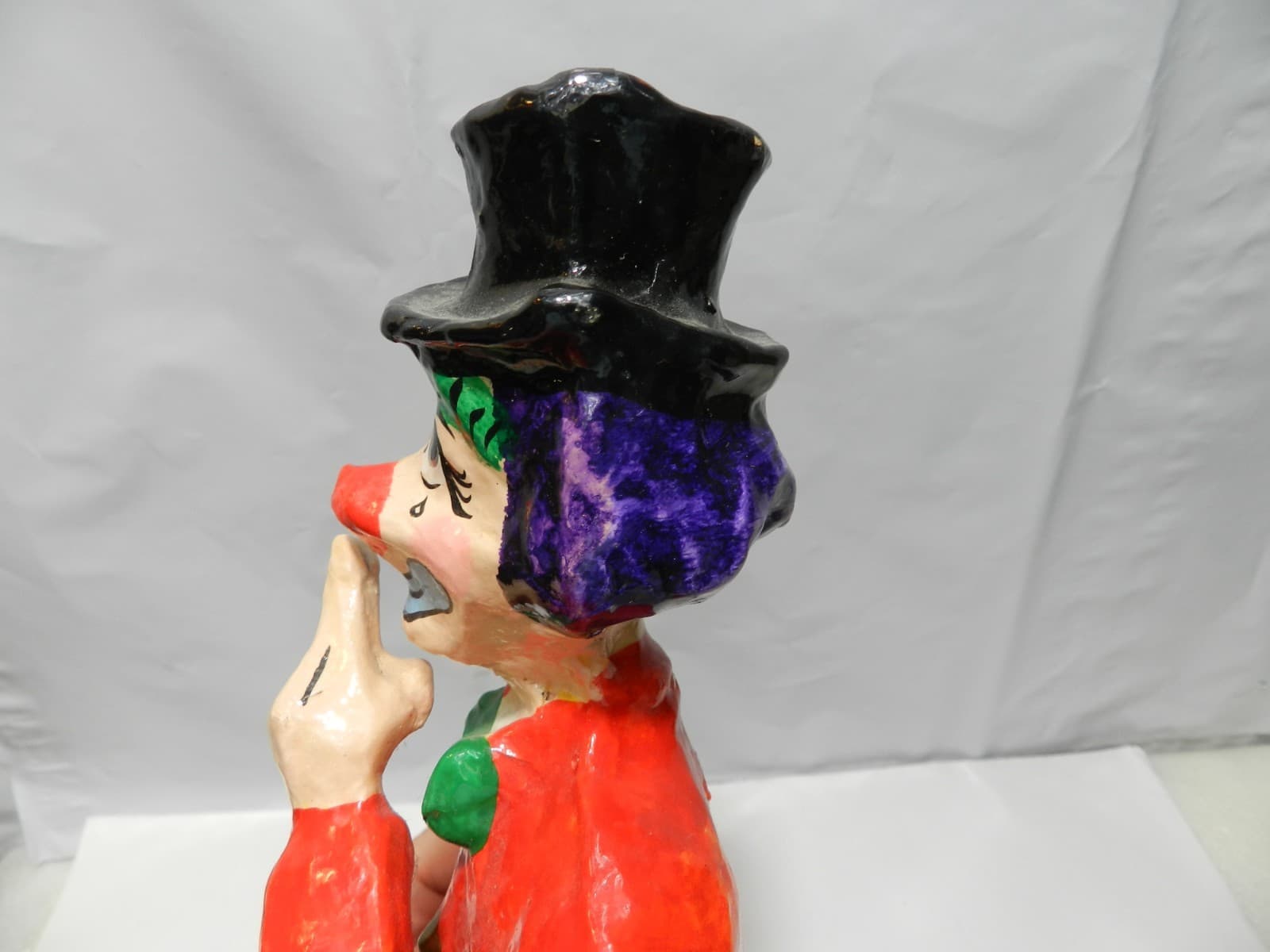 Paper Mache Circus/Rodeo Clown in Barrel Mexico Handmade 13.5" Z71S - Thumbnail 16