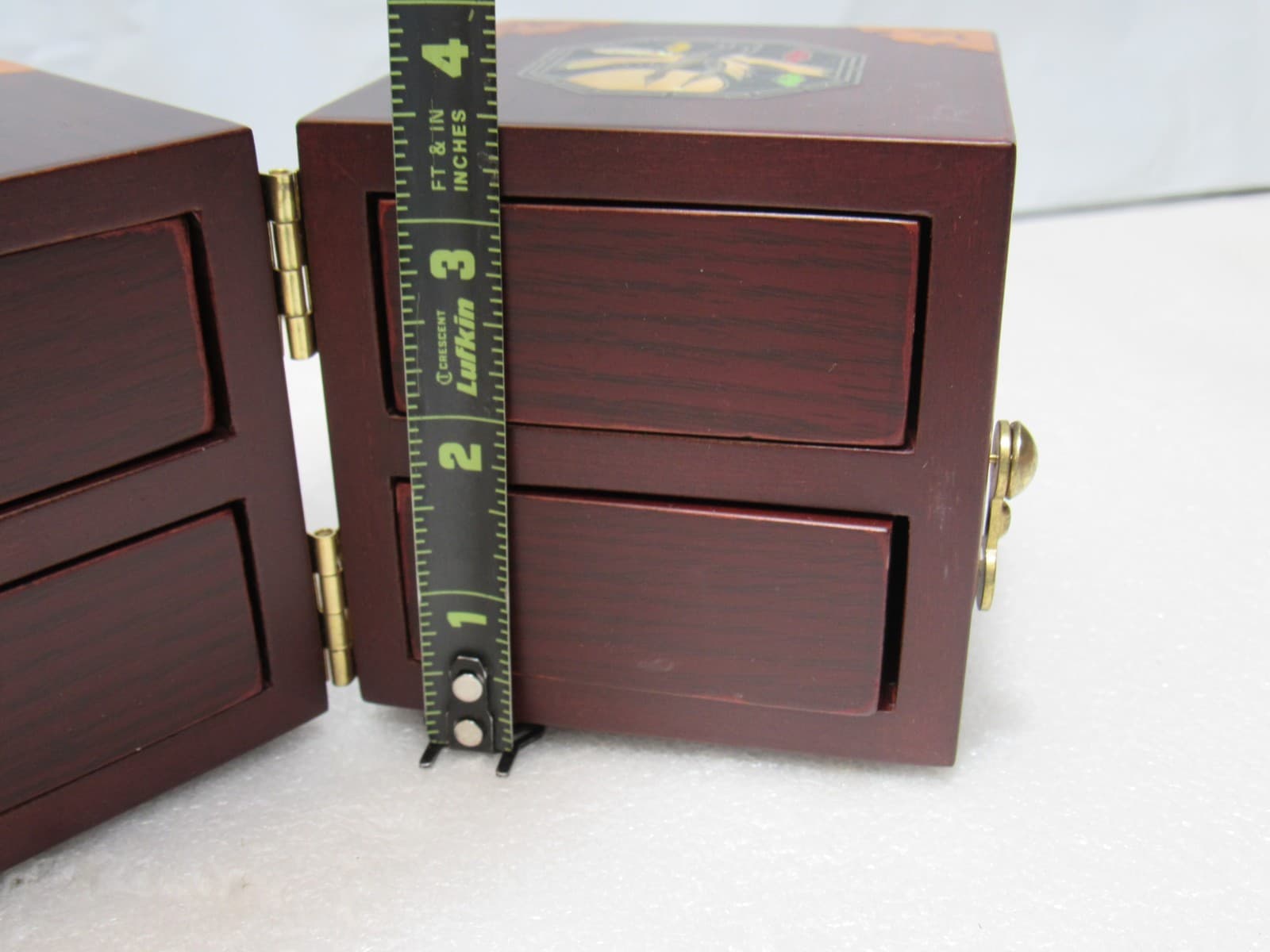 Vtg Asian Traditional Korean Mother of Pearl Inlay Lacquer Wood Jewelry Box W33J - Thumbnail 12