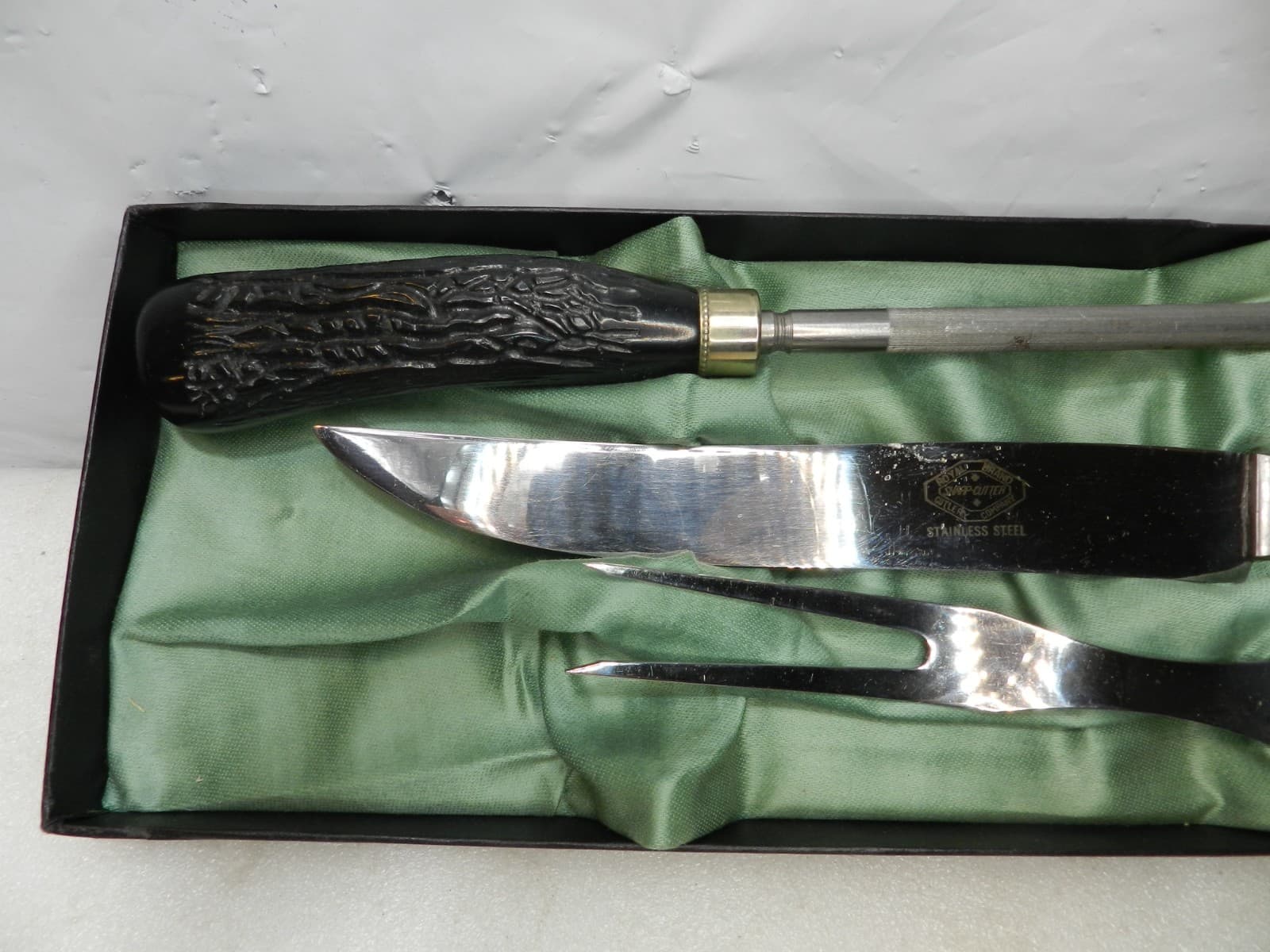 Royal Brand 3 piece Vintage Carving Set Bakelite Handles Sheffield ENGLAND H42J - Thumbnail 3
