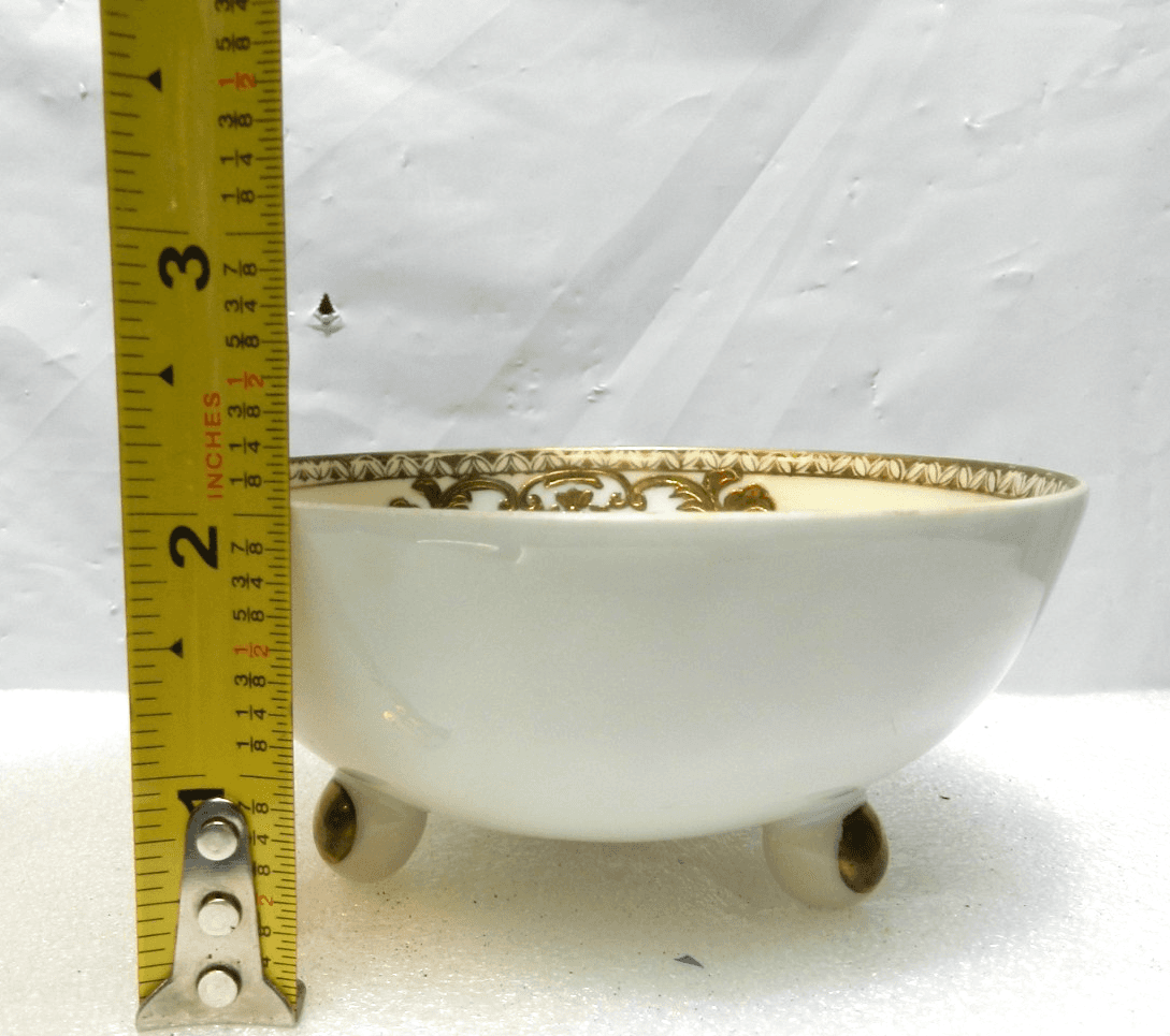 2 Nippon Hand Painted Gold Trim Footed Soup/Condiment Bowls/Plates Spoon (H38J) - Thumbnail 11