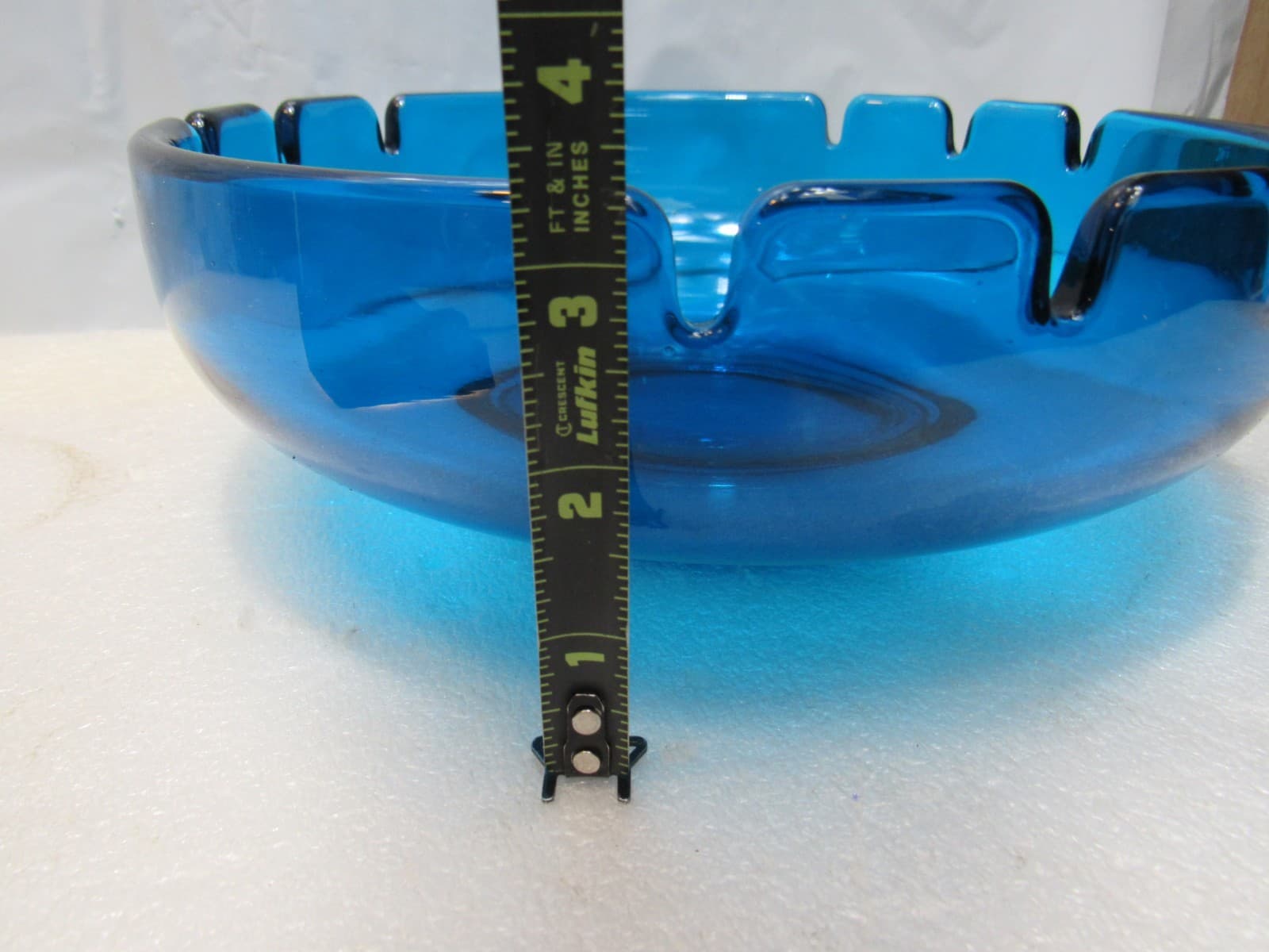 Large 9.5" Vintage MCM Viking Glass Co. Ashtray Bluenique Blue Round (W40J) - Thumbnail 6