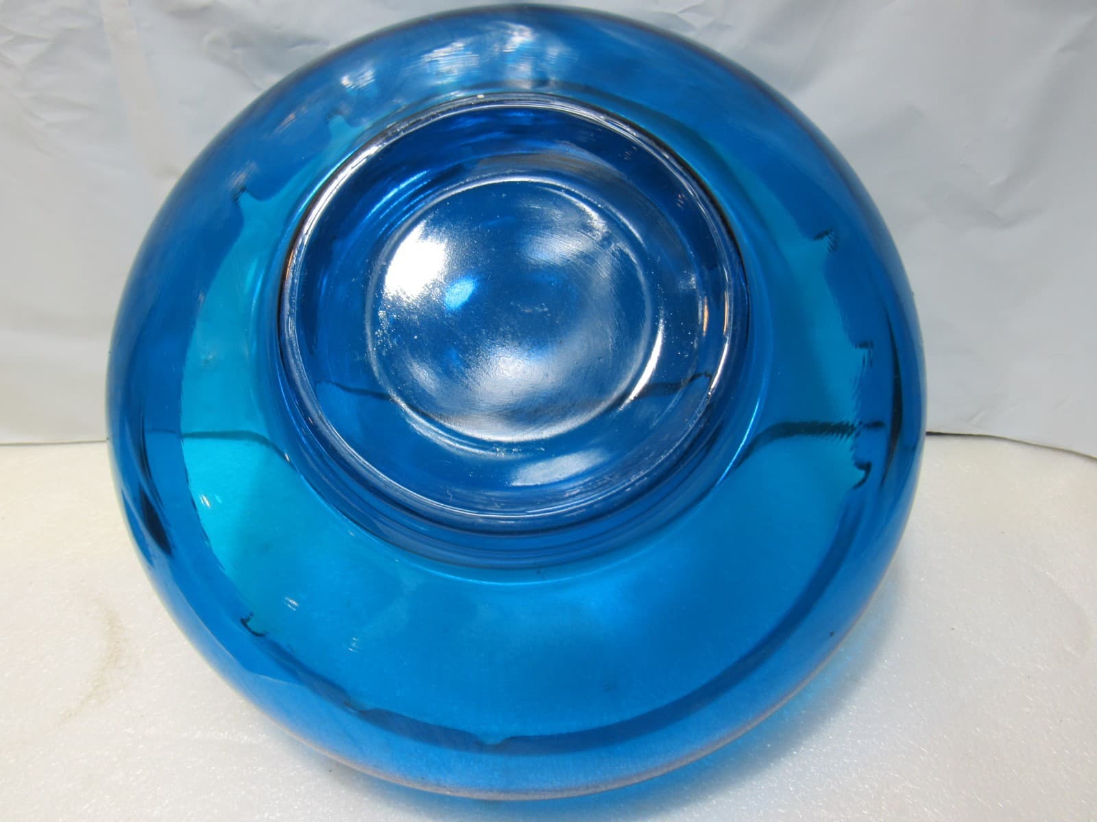 Large 9.5" Vintage MCM Viking Glass Co. Ashtray Bluenique Blue Round (W40J) - Thumbnail 7