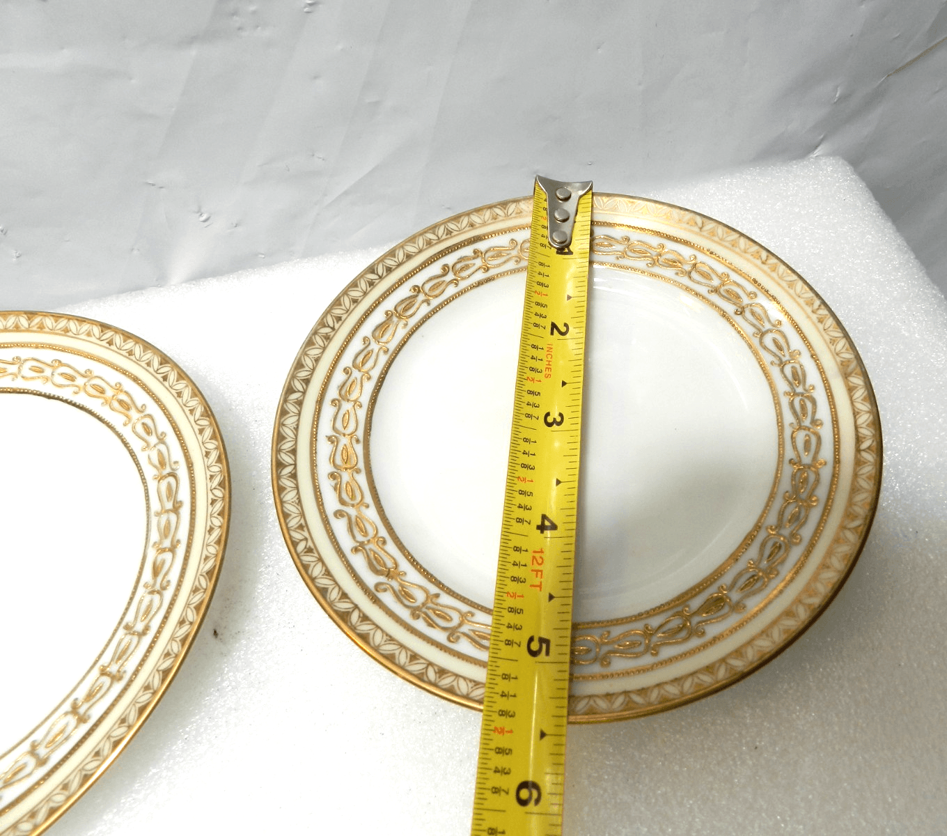 2 Nippon Hand Painted Gold Trim Footed Soup/Condiment Bowls/Plates Spoon (H38J) - Thumbnail 8