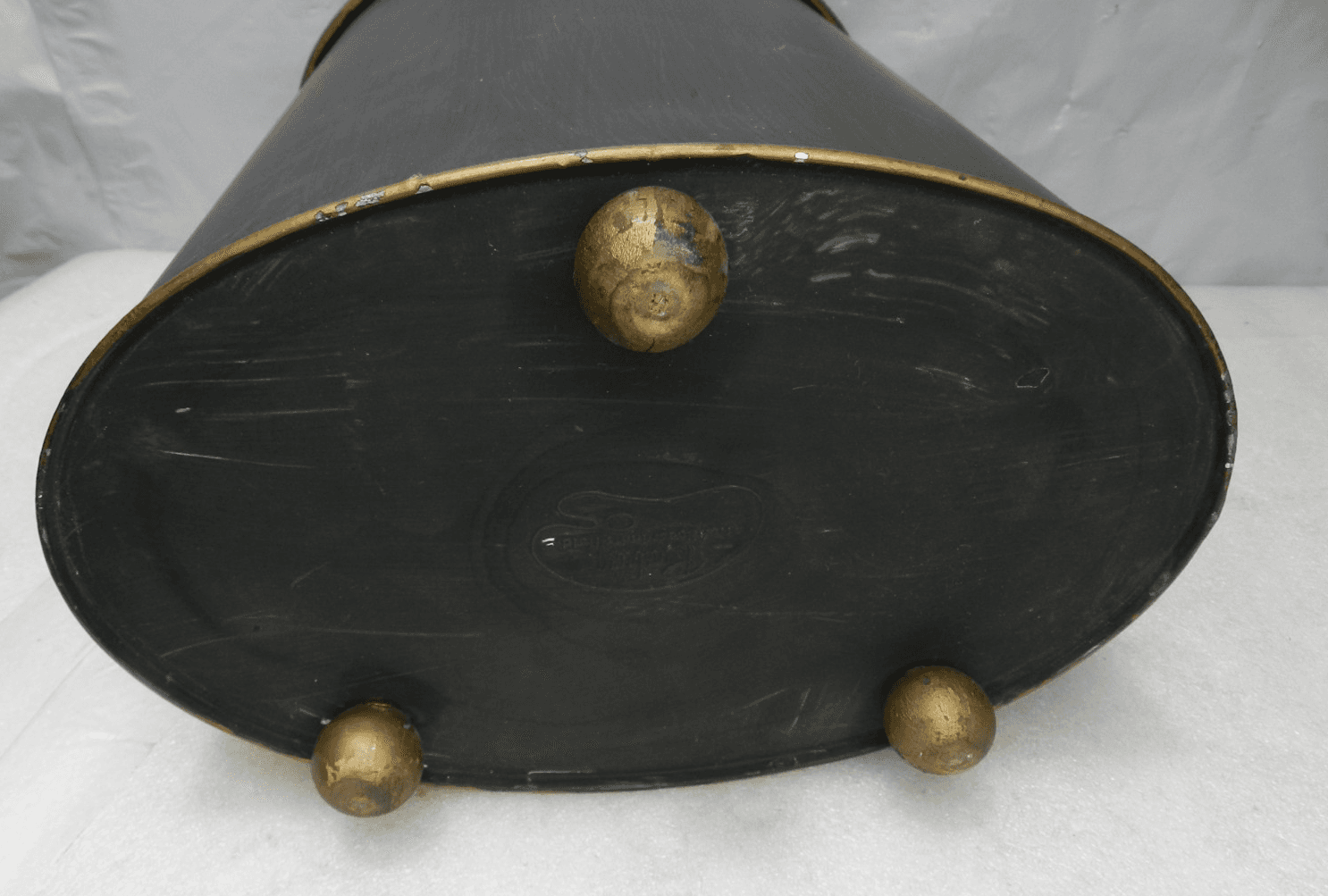 Vintage Ransburg Trashcan Wastebasket Metal Hand Painted Footed (H39J) - Thumbnail 8