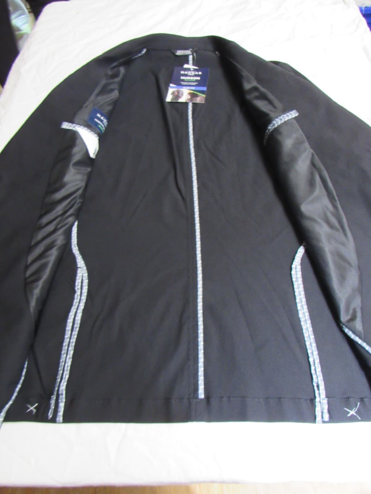 NEW Haggar H26 Men's Hudson Blazer Slim Fit Jacket Suit Black Size Medium R9K - Thumbnail 6