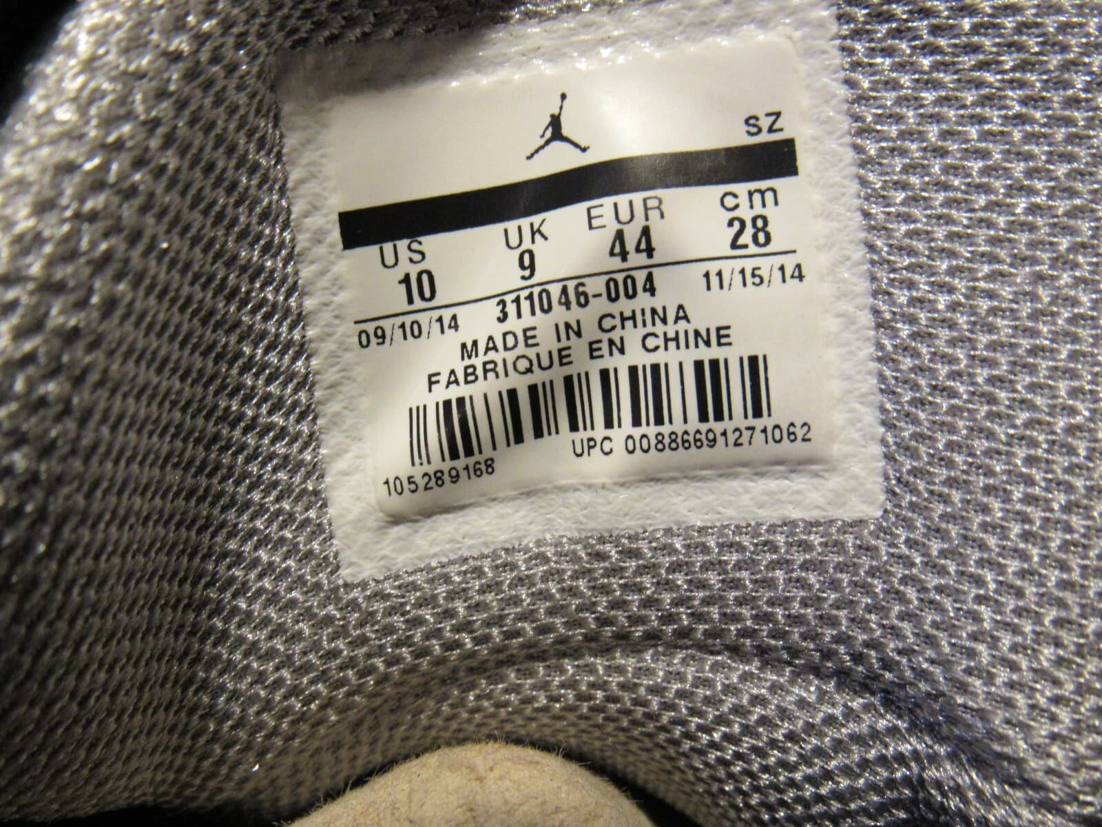 Nike Air Jordan Dub Zero Charcoal Wolf Grey Size 10 with OG Box 311046-004 G55K - Thumbnail 4