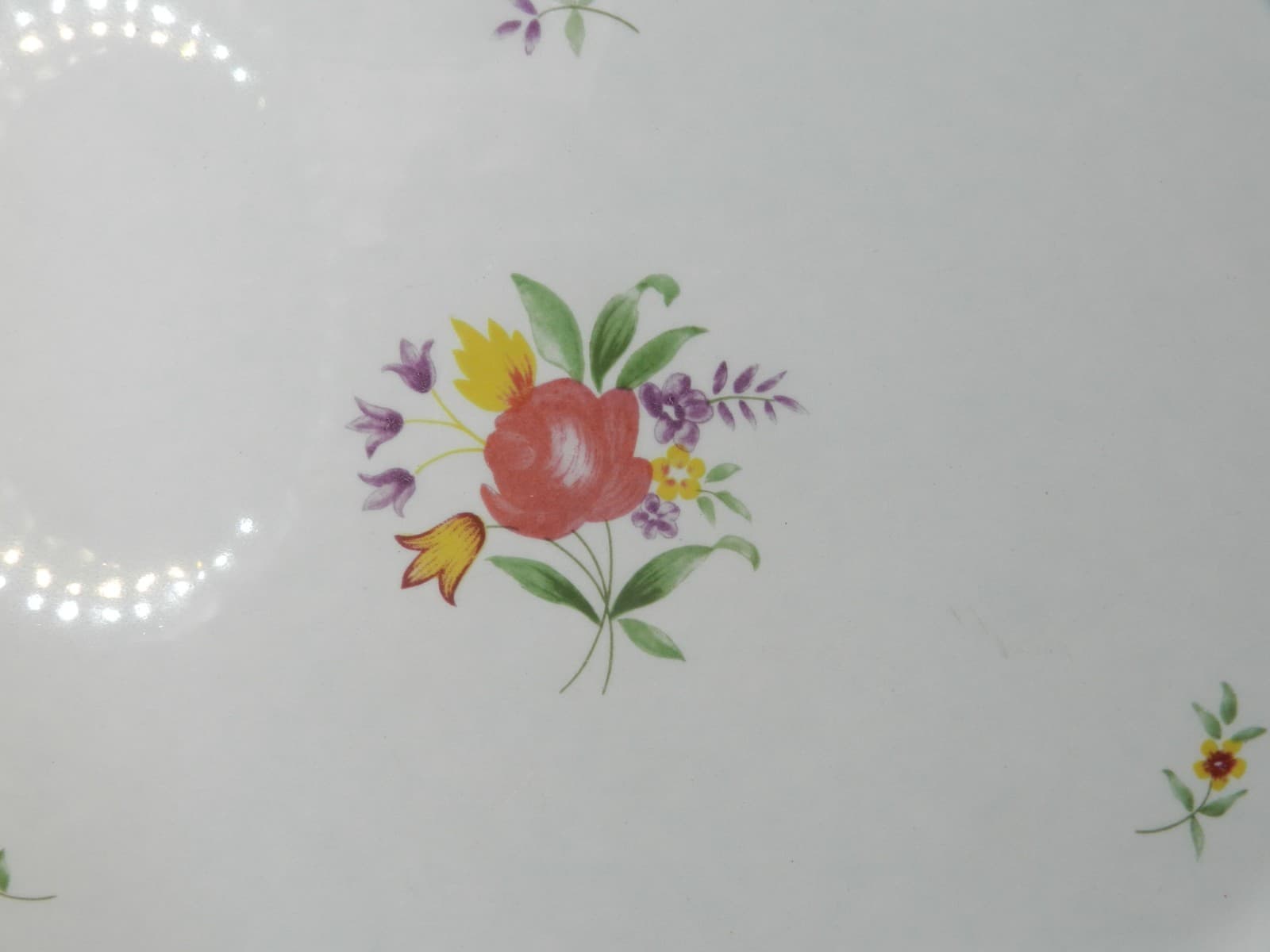 VTG Adams Calyx Ware Octagonal Serving Platter Lowestoft Pattern Floral H44J - Thumbnail 3