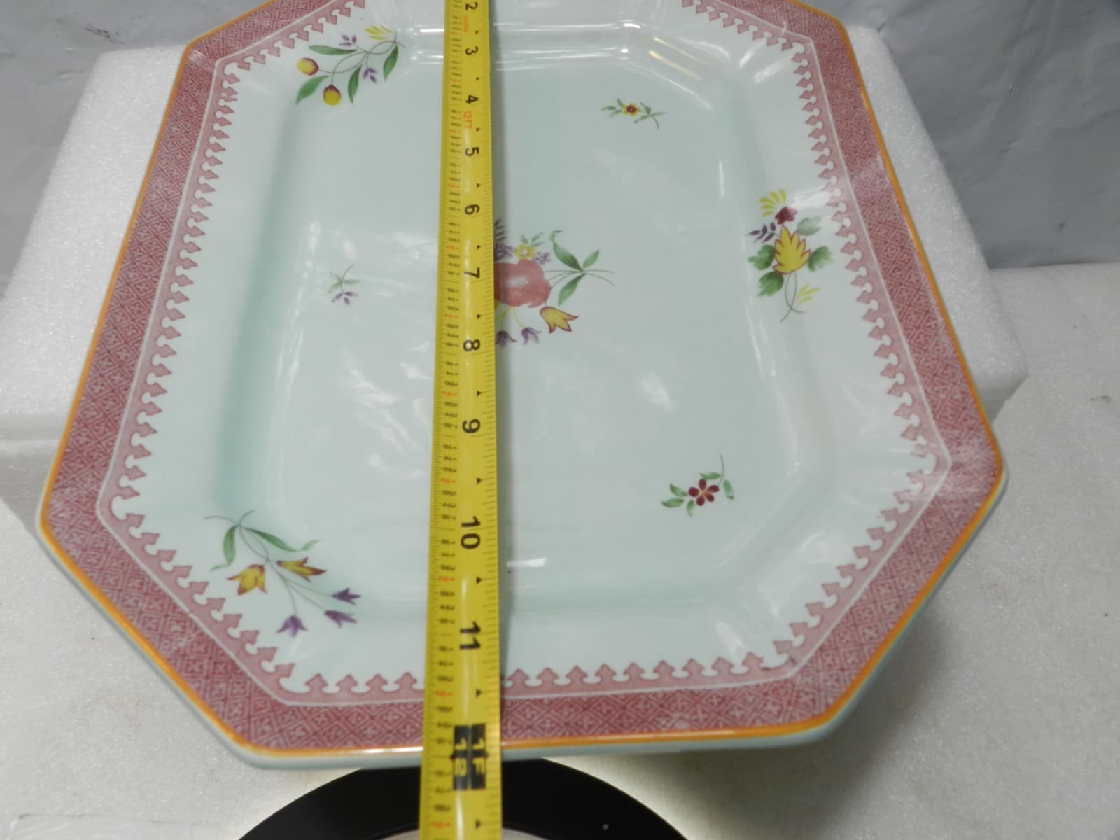 VTG Adams Calyx Ware Octagonal Serving Platter Lowestoft Pattern Floral H44J - Thumbnail 8