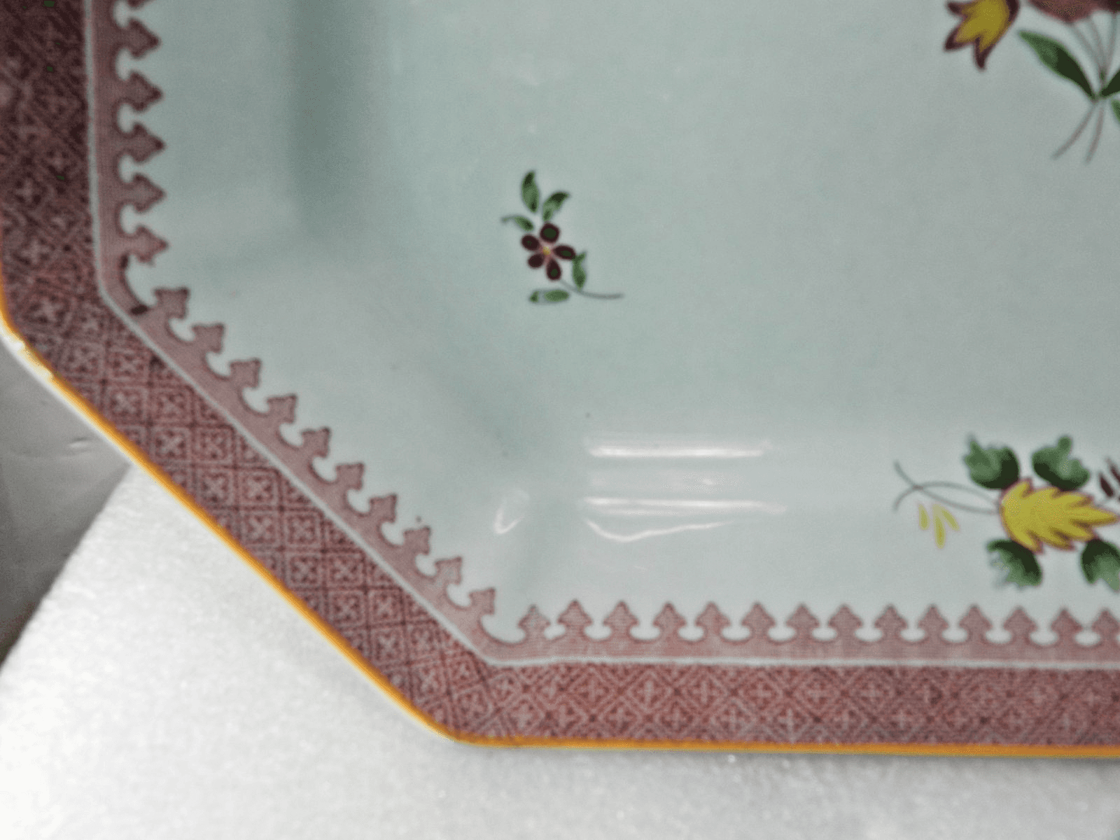 VTG Adams Calyx Ware Octagonal Serving Platter Lowestoft Pattern Floral H44J - Thumbnail 2