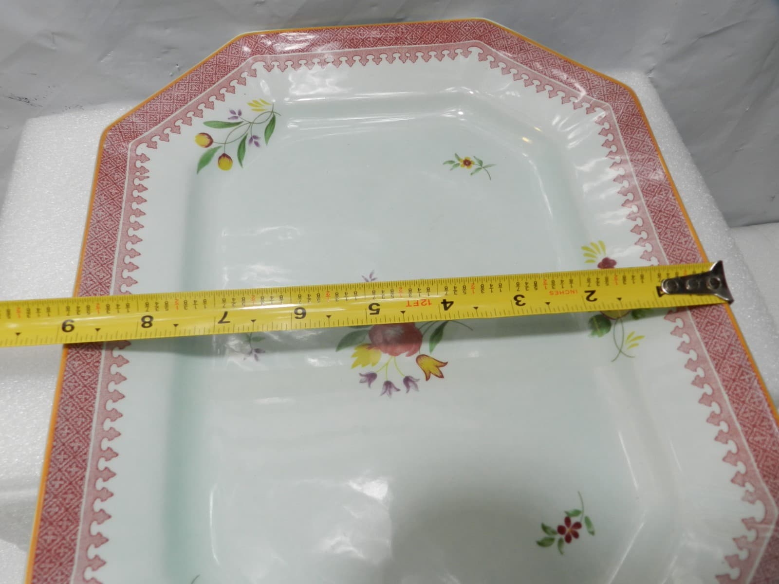 VTG Adams Calyx Ware Octagonal Serving Platter Lowestoft Pattern Floral H44J - Thumbnail 7