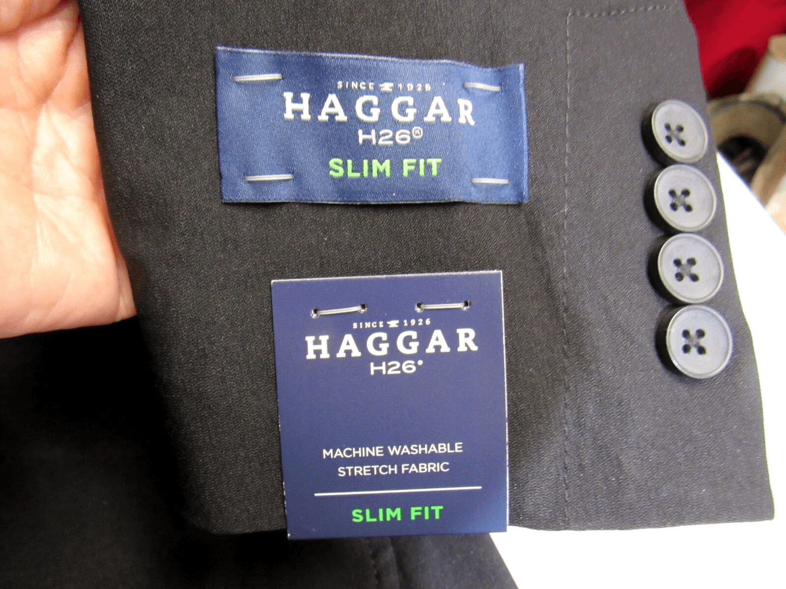 NEW Haggar H26 Men's Hudson Blazer Slim Fit Jacket Suit Black Size Medium R9K - Thumbnail 4