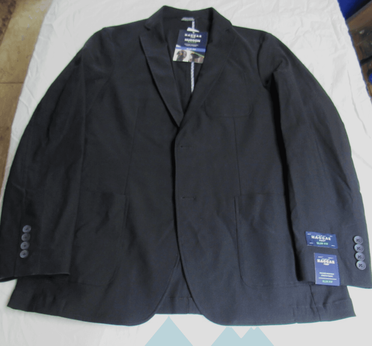 NEW Haggar H26 Men's Hudson Blazer Slim Fit Jacket Suit Black Size Medium R9K - Thumbnail 3