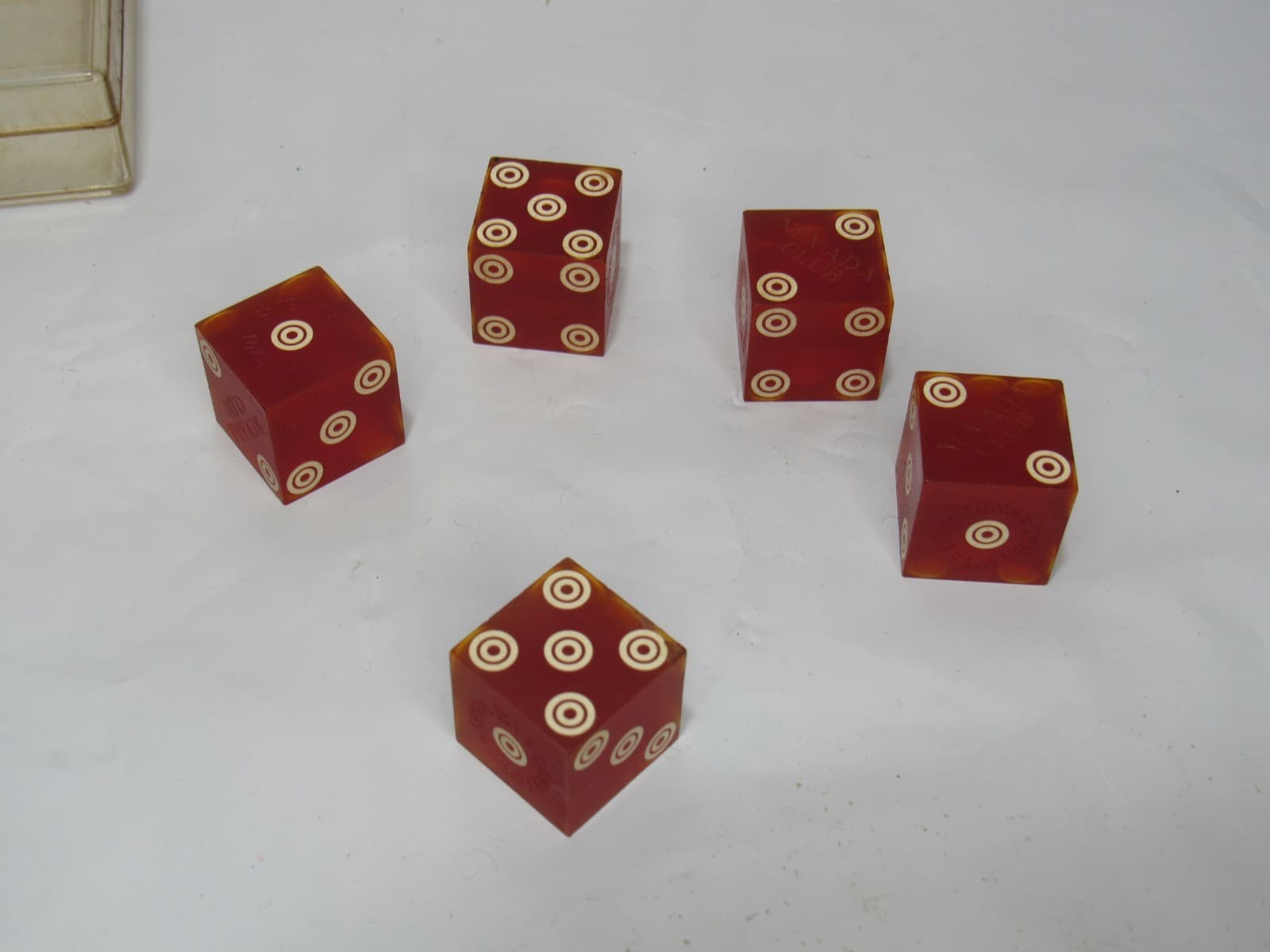5 Vintage Nevada Club Vegas Casino Dice Die Set Nevada Red Target Design (T76JJ)