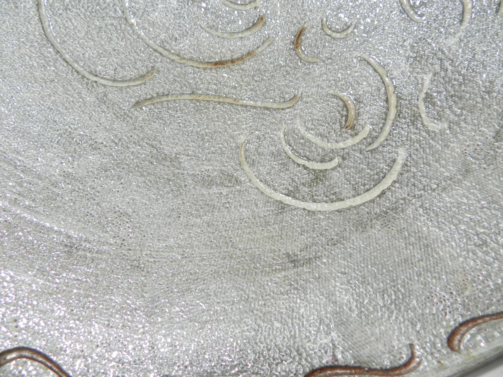 12.5" Ceramic Pottery Footed Serving Bowl Etched Flared Rim Earth Tones Z85S - Thumbnail 3
