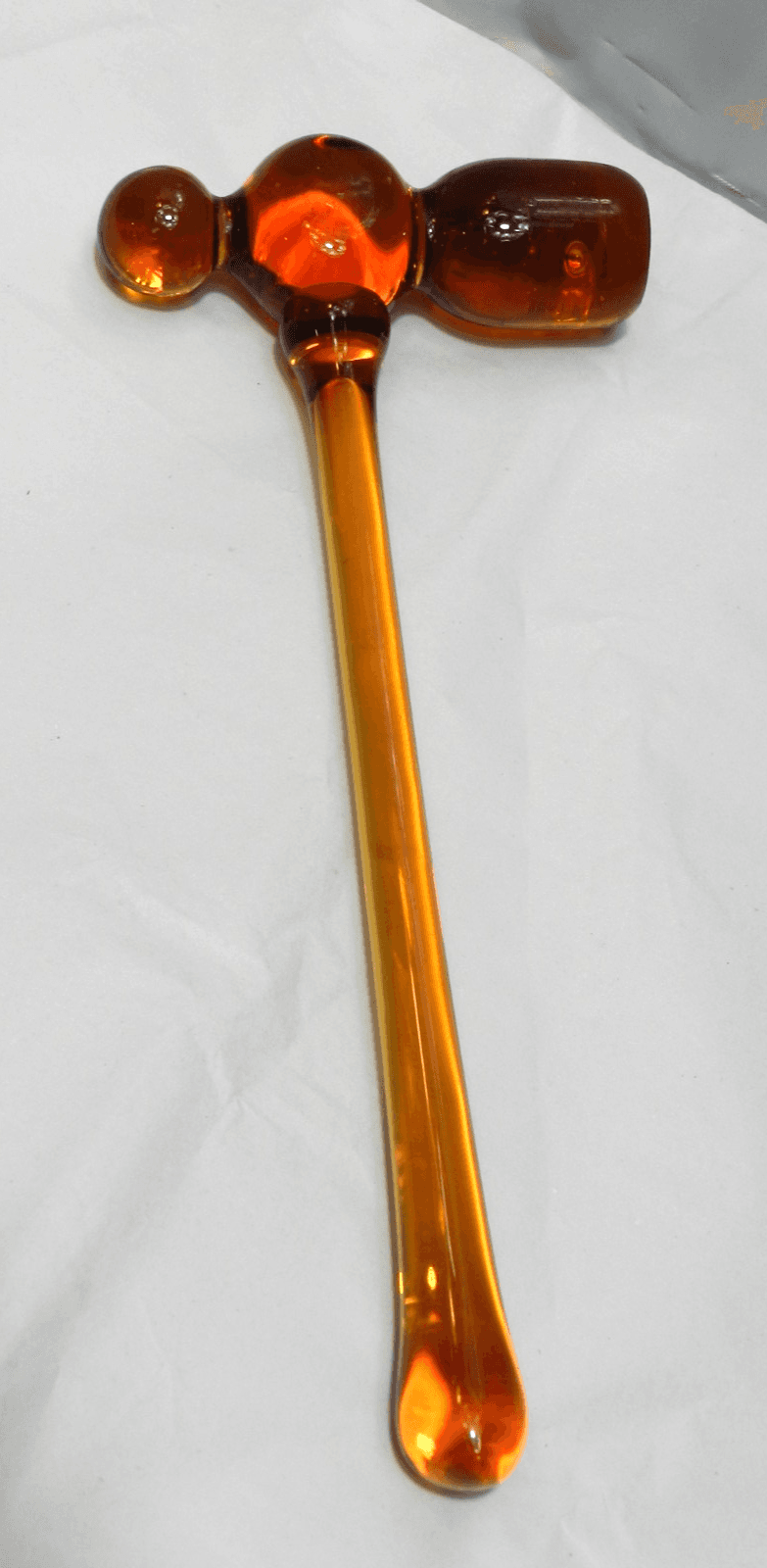 Vintage Hand Blown Glass Amber Ball Peen Hammer Art Glass 11" (Z82S)