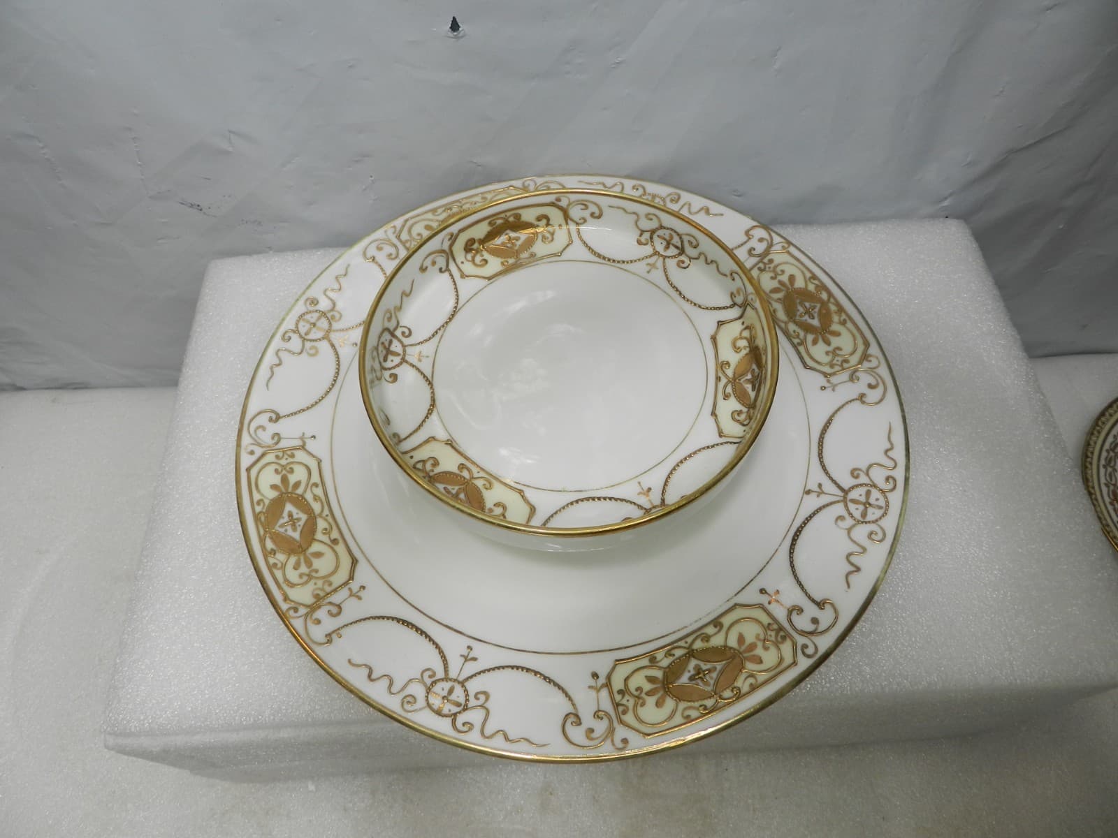 Vintage Nippon Hand Painted Two Tiered Serving Dish Gold Trim (H30J) - Thumbnail 3
