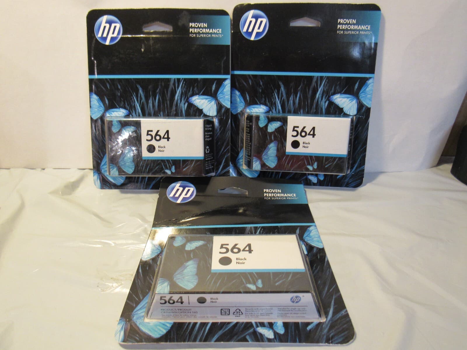 3 GENUINE HP 564 Black Ink Cartridge Hewlett-Packard F63K