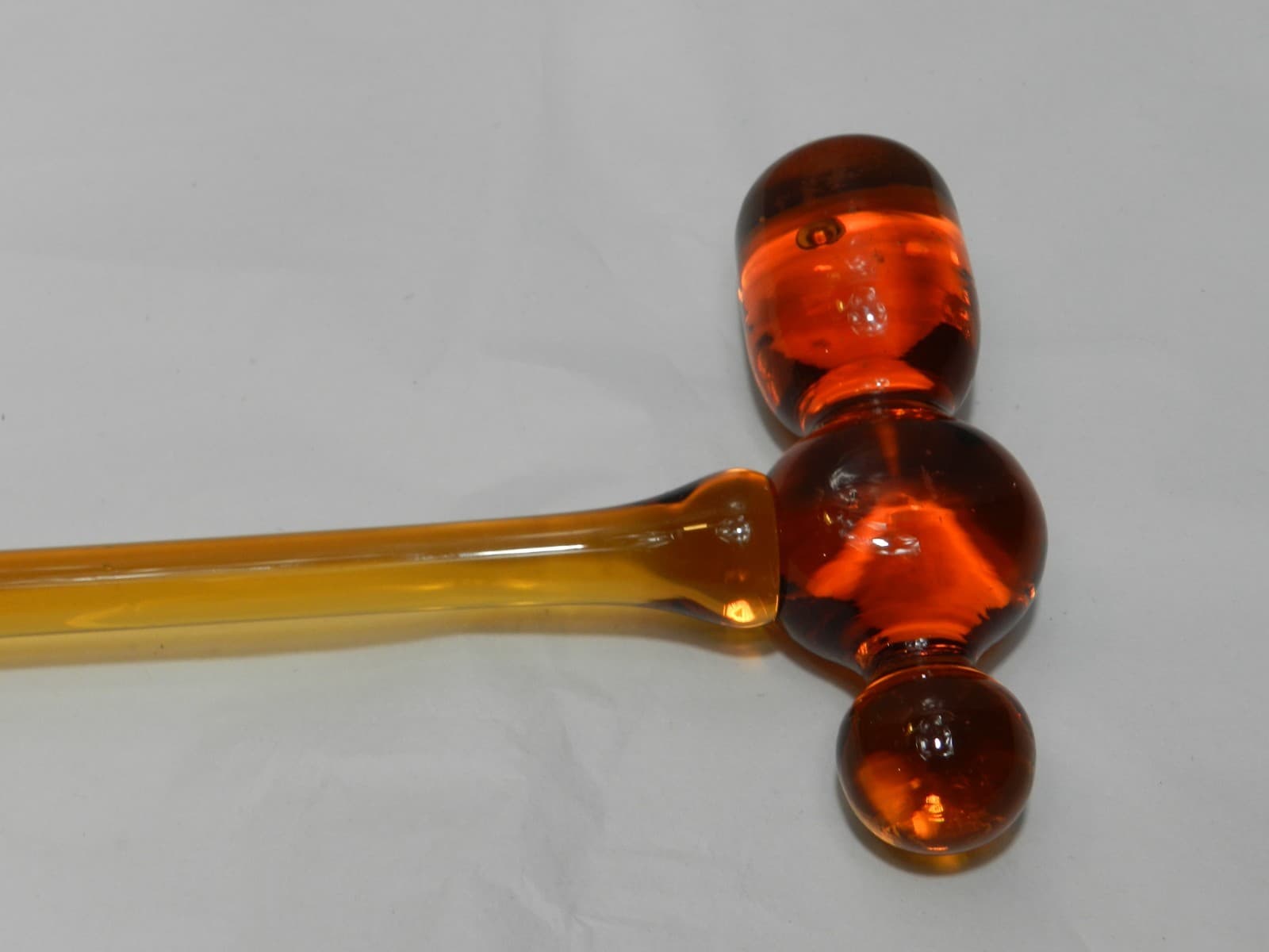 Vintage Hand Blown Glass Amber Ball Peen Hammer Art Glass 11" (Z82S) - Thumbnail 2