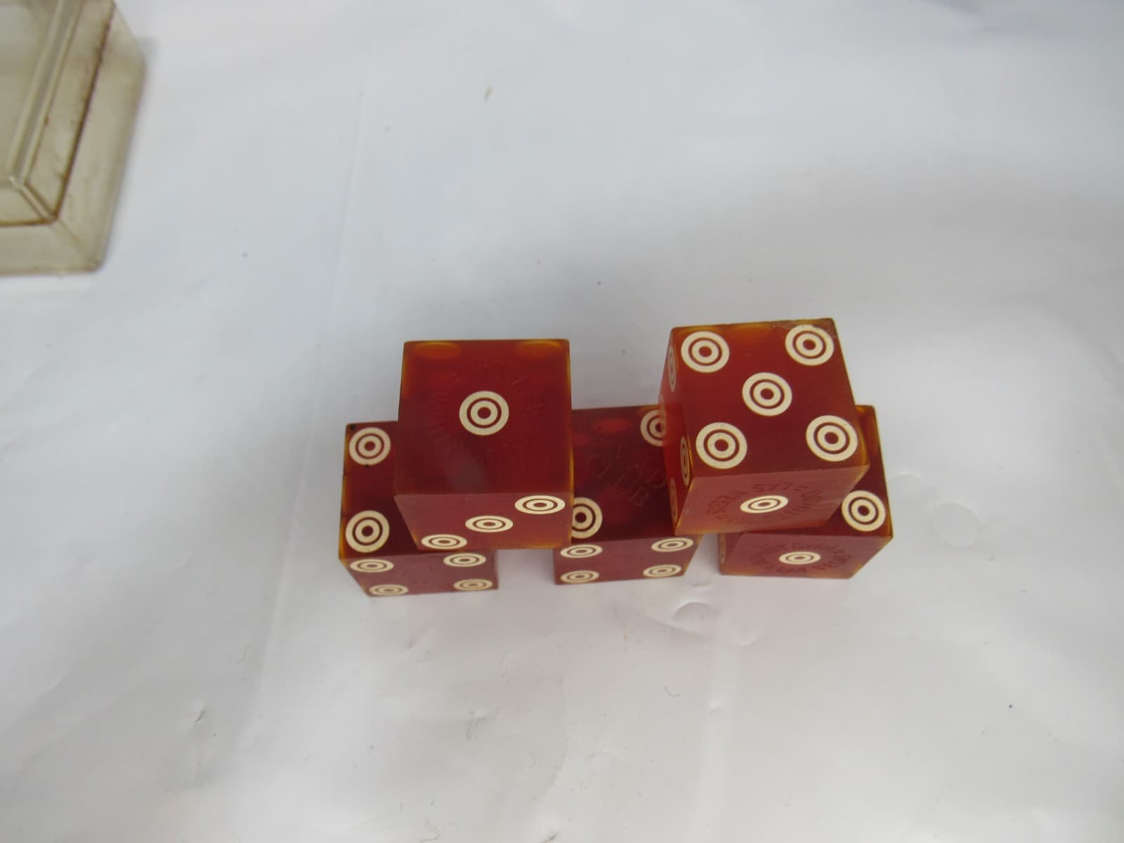 5 Vintage Nevada Club Vegas Casino Dice Die Set Nevada Red Target Design (T76JJ) - Thumbnail 3